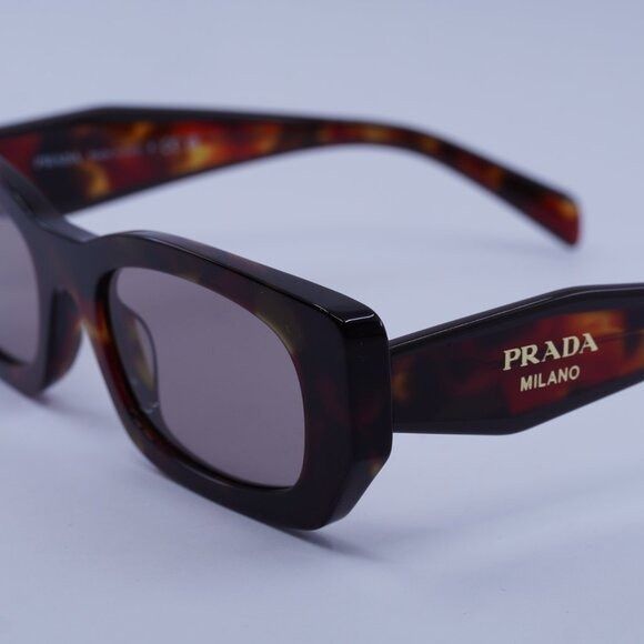 Prada Prada PRB05S 22A20I Sunglasses Poppy Havana Rectangle Frame Size ONE SIZE - 8 Thumbnail