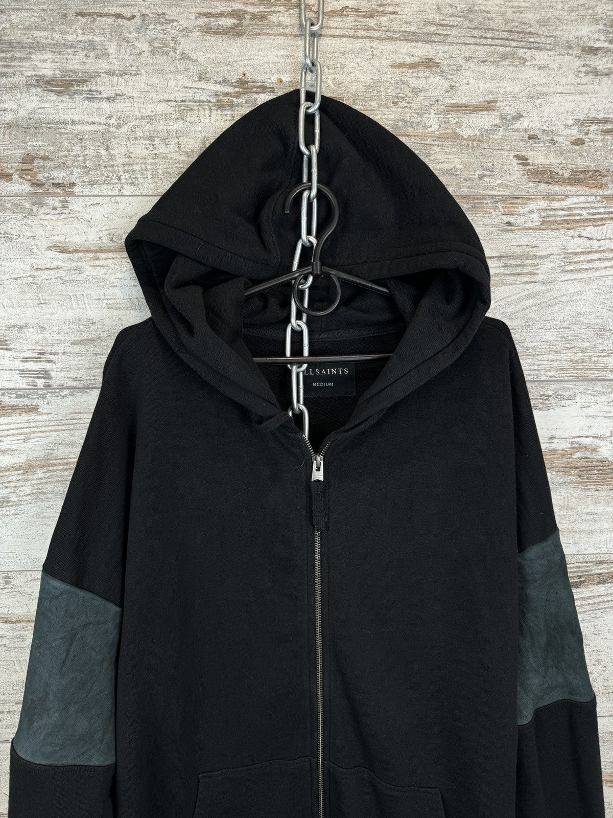 Allsaints Mens AllSaints CRANIS ZIP HOODY black jacket pullover Size US M / EU 48-50 / 2 - 2 Thumbnail