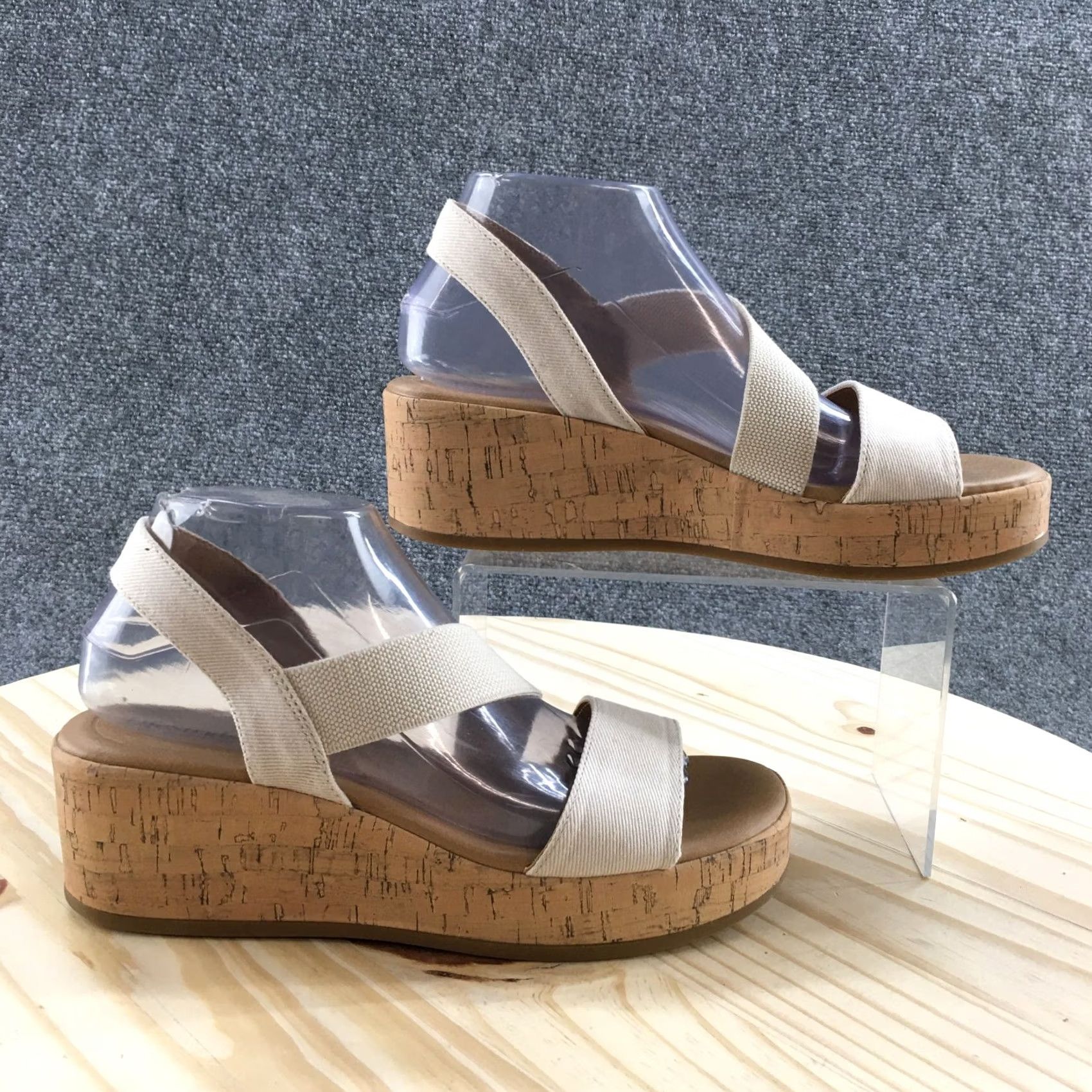 Vintage Lifestride Sandals Womens 8.5M Slingback Beige Slip On Open Toe Wedge Heels Size US 9 / IT 39 - 2 Thumbnail