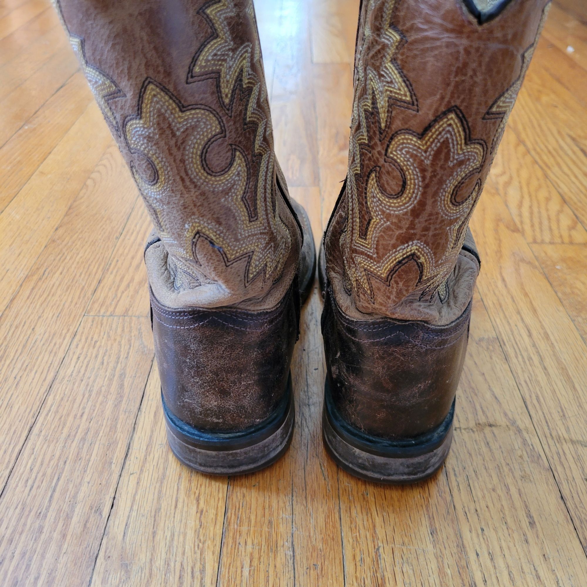 Other Old West Leather Cowboy Boots 5D Square Toe Western Grunge Size US 6.5 / IT 36.5 - 7 Thumbnail