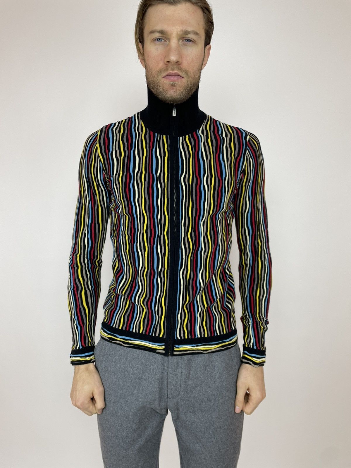 Carlo Colucci × Japanese Brand × Vintage CARLO COLUCCI Striped Multicolour Cardigan sweater coogi Size US M / EU 48-50 / 2 - 3 Thumbnail