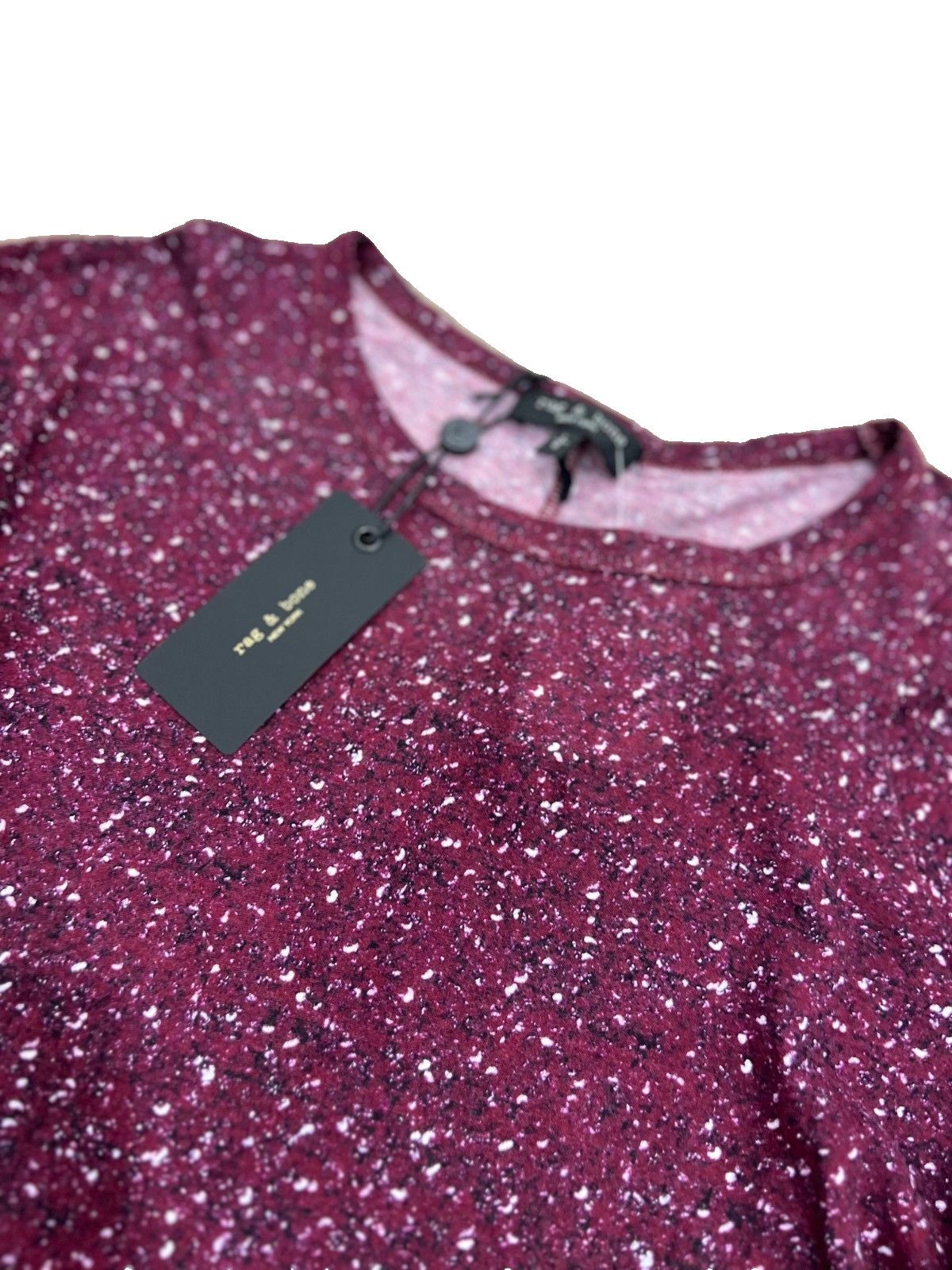 Rag & Bone Rag & Bone Red Shaw Houndstooth Cotton Top Burgundy ( L ) Size L / US 10 / IT 46 - 4 Thumbnail