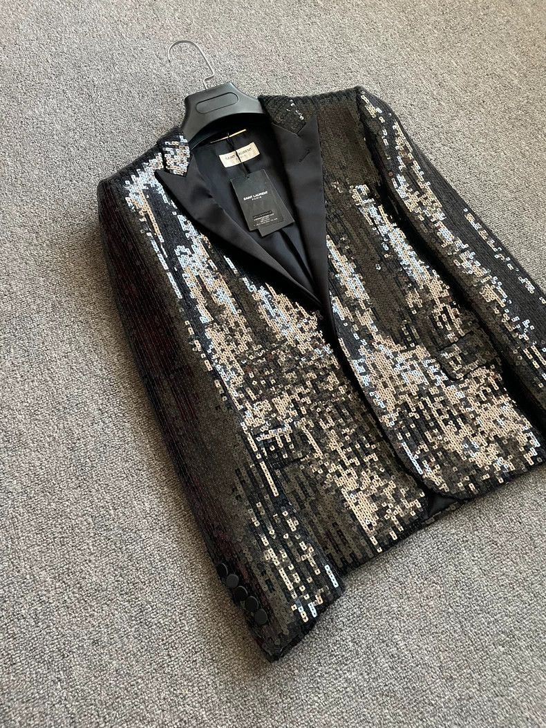 Saint Laurent Paris Saint Laurent Sequin Black Blazer Jacket- Size US S / EU 44-46 / 1 - 3 Thumbnail