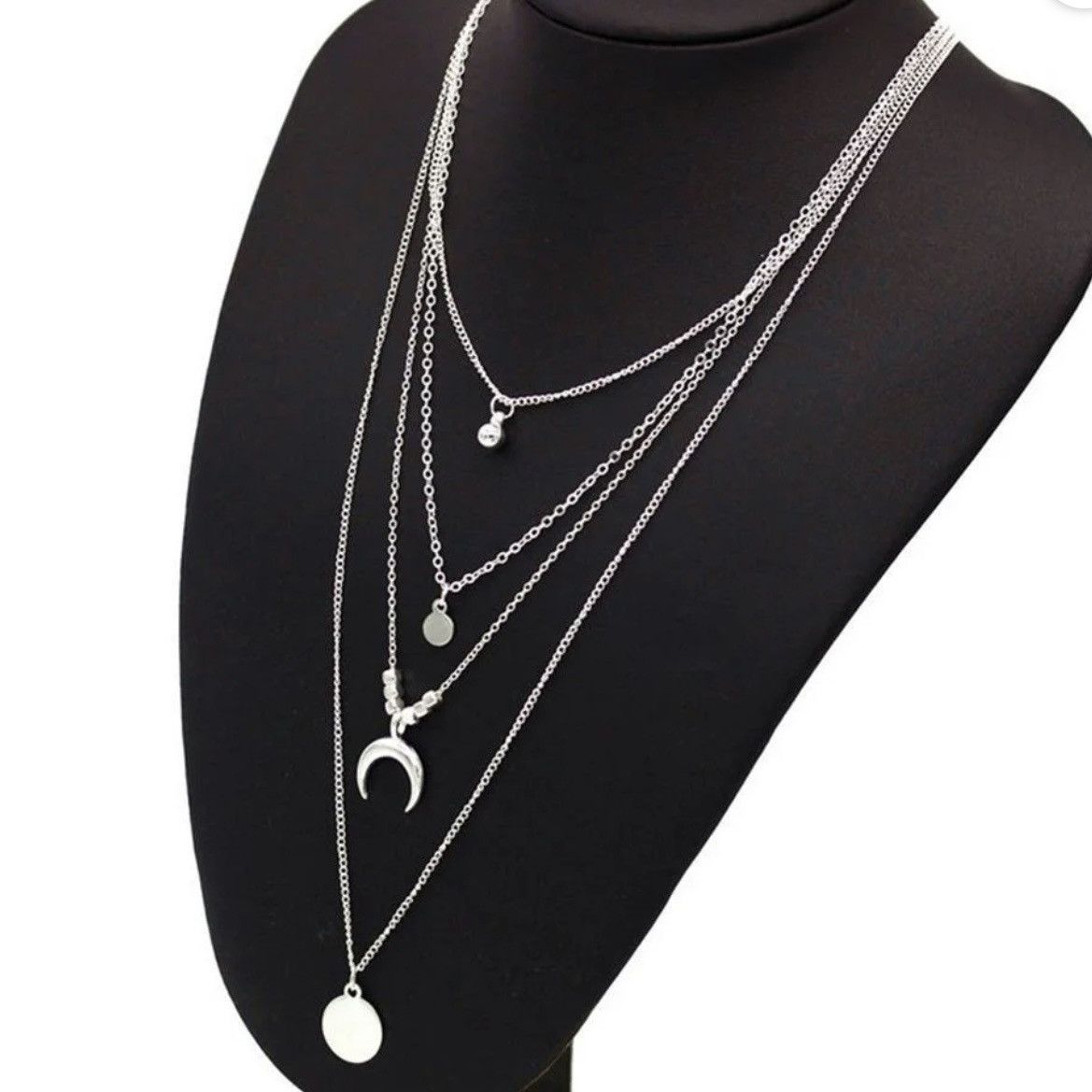 Other Silver tone multi strand layered pendant necklace Size ONE SIZE - 8 Thumbnail