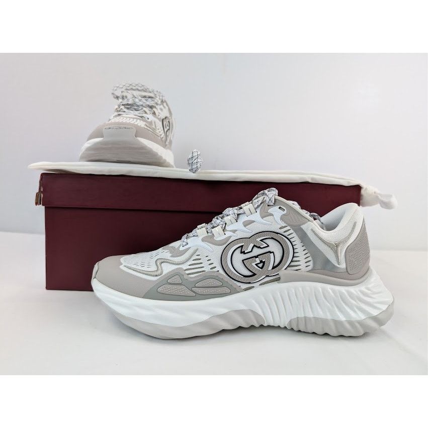 Gucci o1rshd1 Ripple Splash Sneaker in White / Grey Size US 11 / EU 44 - 20 Thumbnail