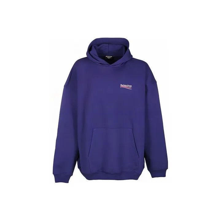 Balenciaga Blue Logo Print Hoodie