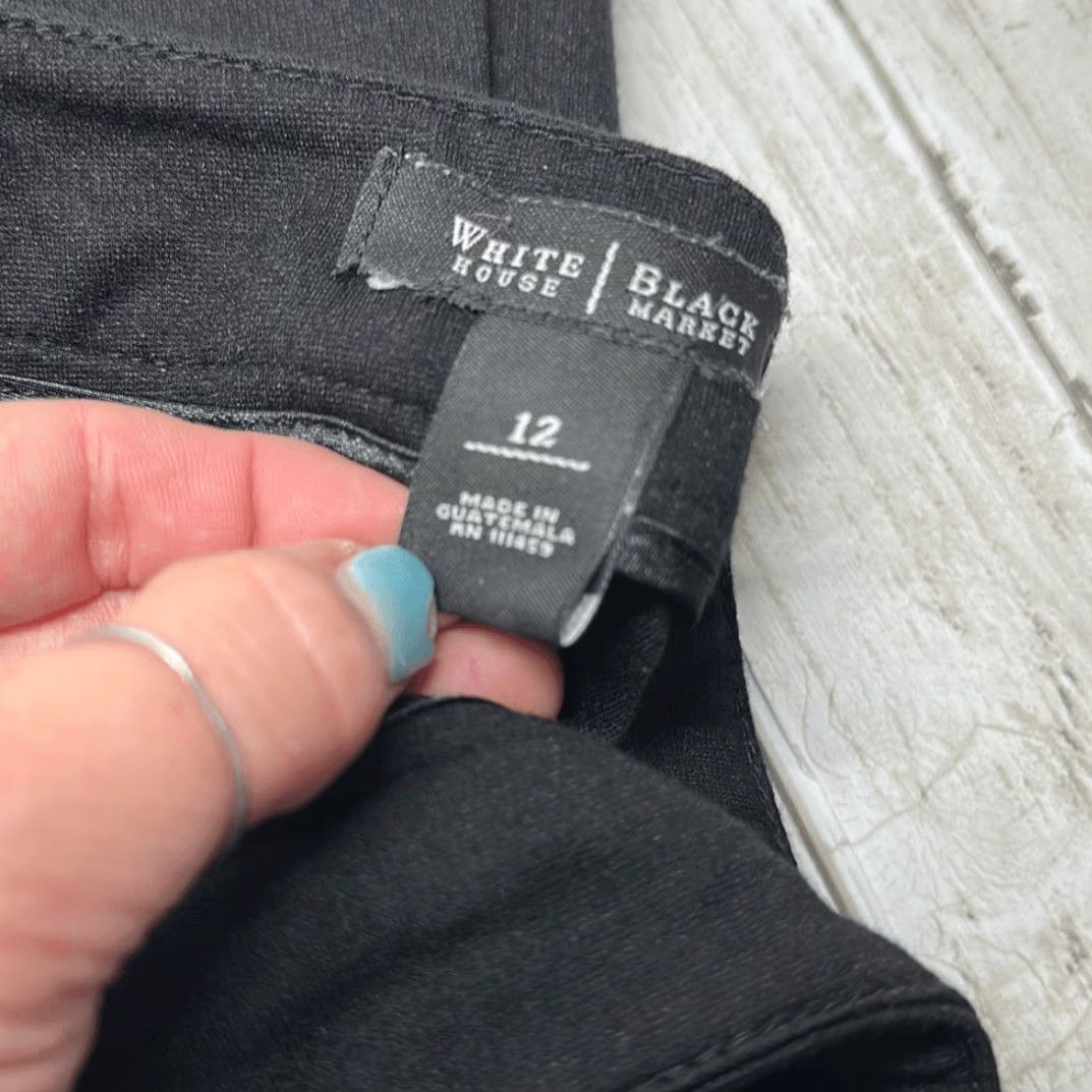 White House Black Market White House Black Marjet Women’s Dress Pants Black Stretchy Back Pockets 12 Size 34" / US 12 / IT 48 - 7 Thumbnail