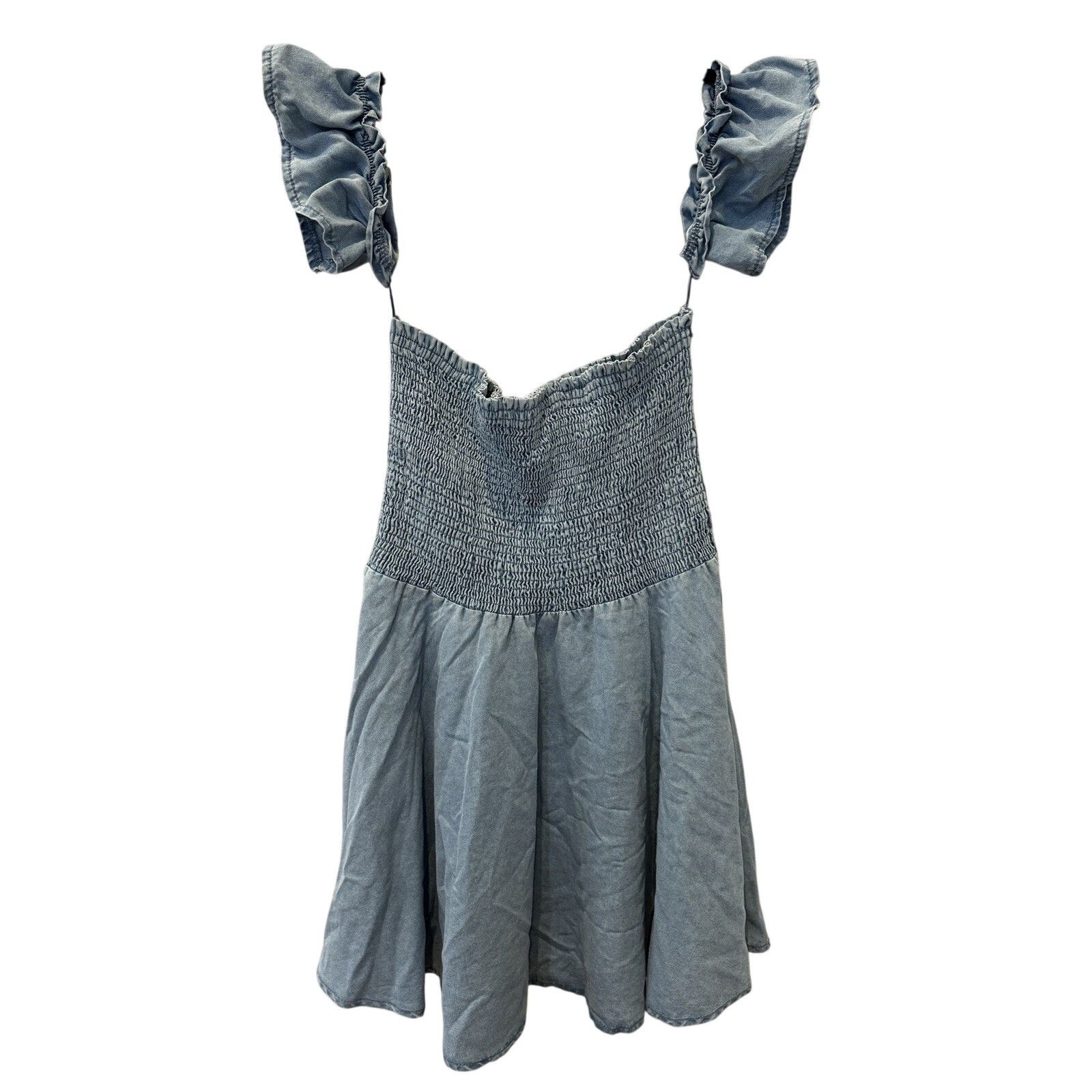 Shein SHEIN Chambray Smocked Mini Dress Womens XL Light Blue NWT Size XL / US 12-14 / IT 48-50 - 7 Thumbnail