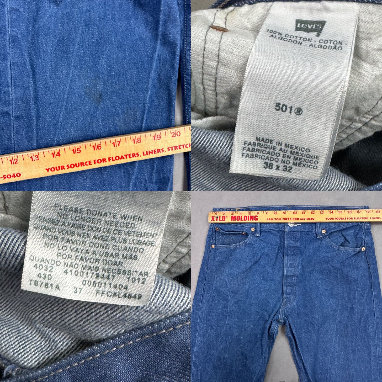 Levi's Levi's 501 Jeans Mens 36x30 Denim Button Fly Straight Blue Denim Pants 5-Pocket Classic Fit Vintage: No Mens Size US 38 / EU 54 - 8 Thumbnail