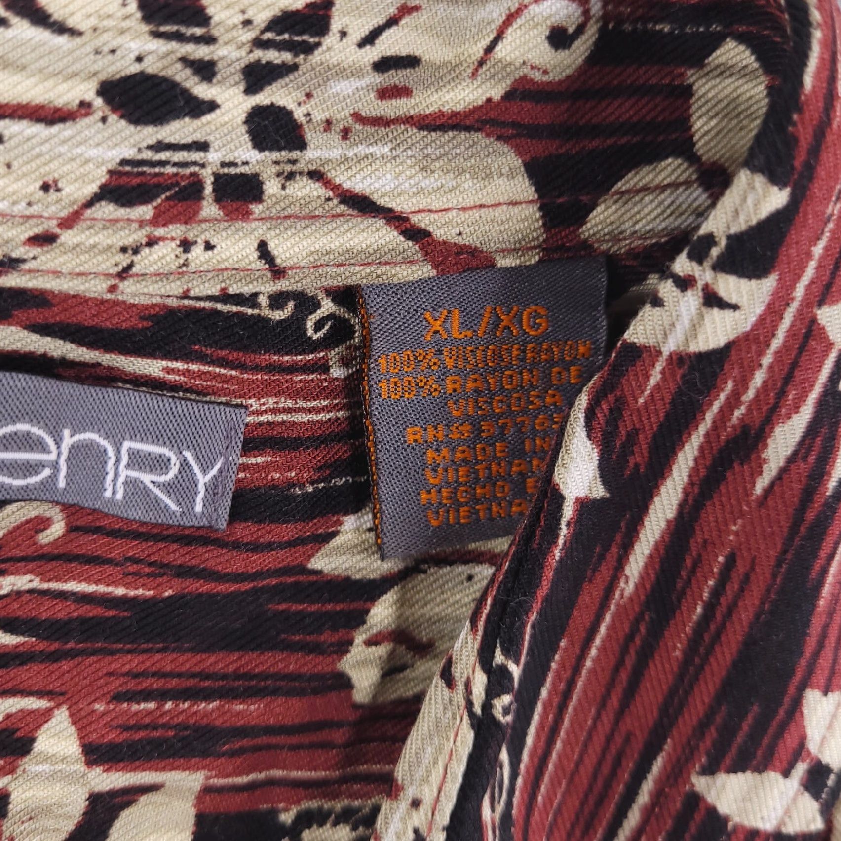 Vintage John Henry Shirt Mens XL Red Rayon Hawaiian Short Sleeve Button Floral Size US XL / EU 56 / 4 - 3 Thumbnail