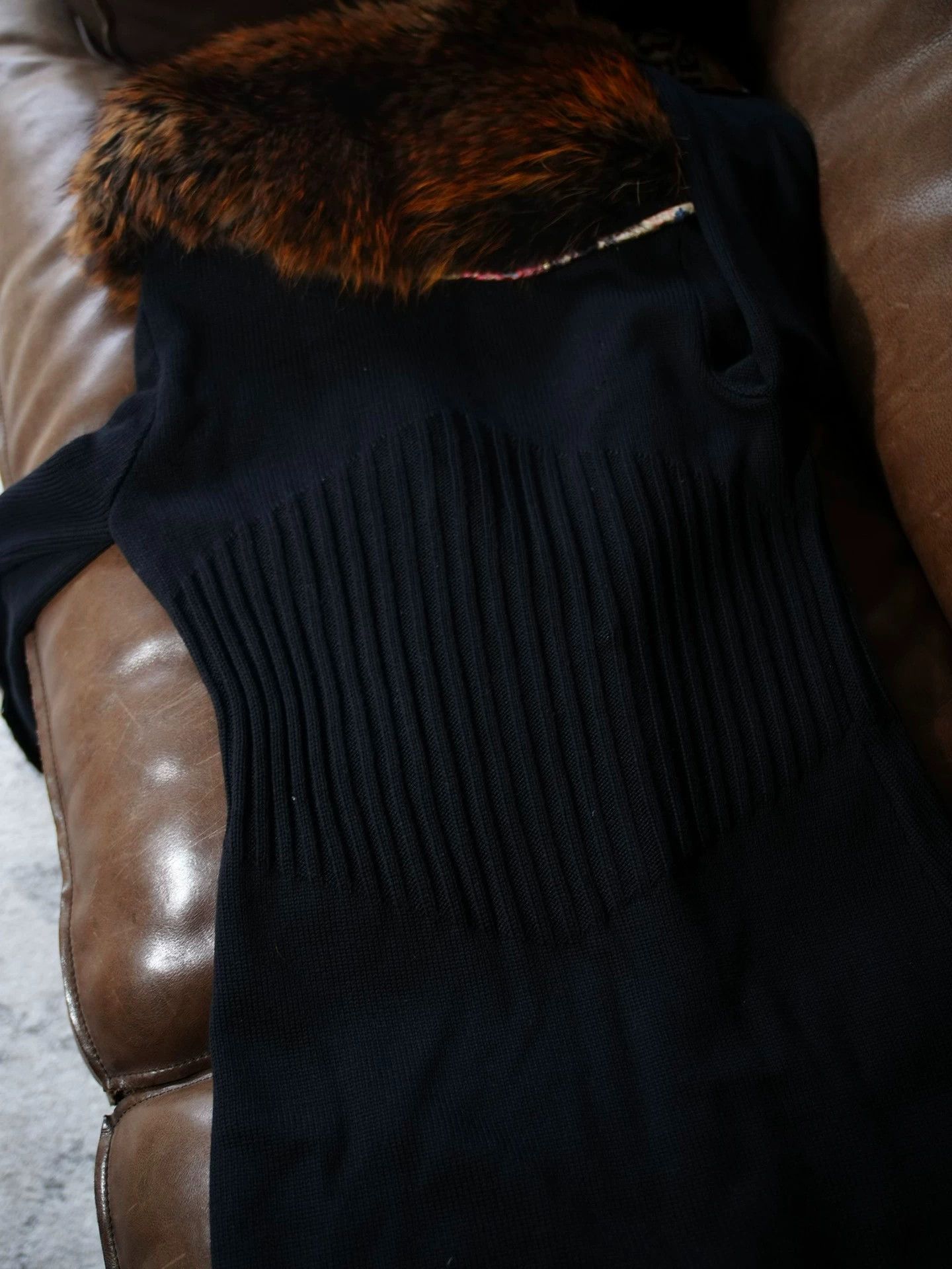 Roberto Cavalli Roberto Cavalli Wool-Silk Knit Print Rac Fur Collar Coat L Size L / US 10 / IT 46 - 5 Thumbnail