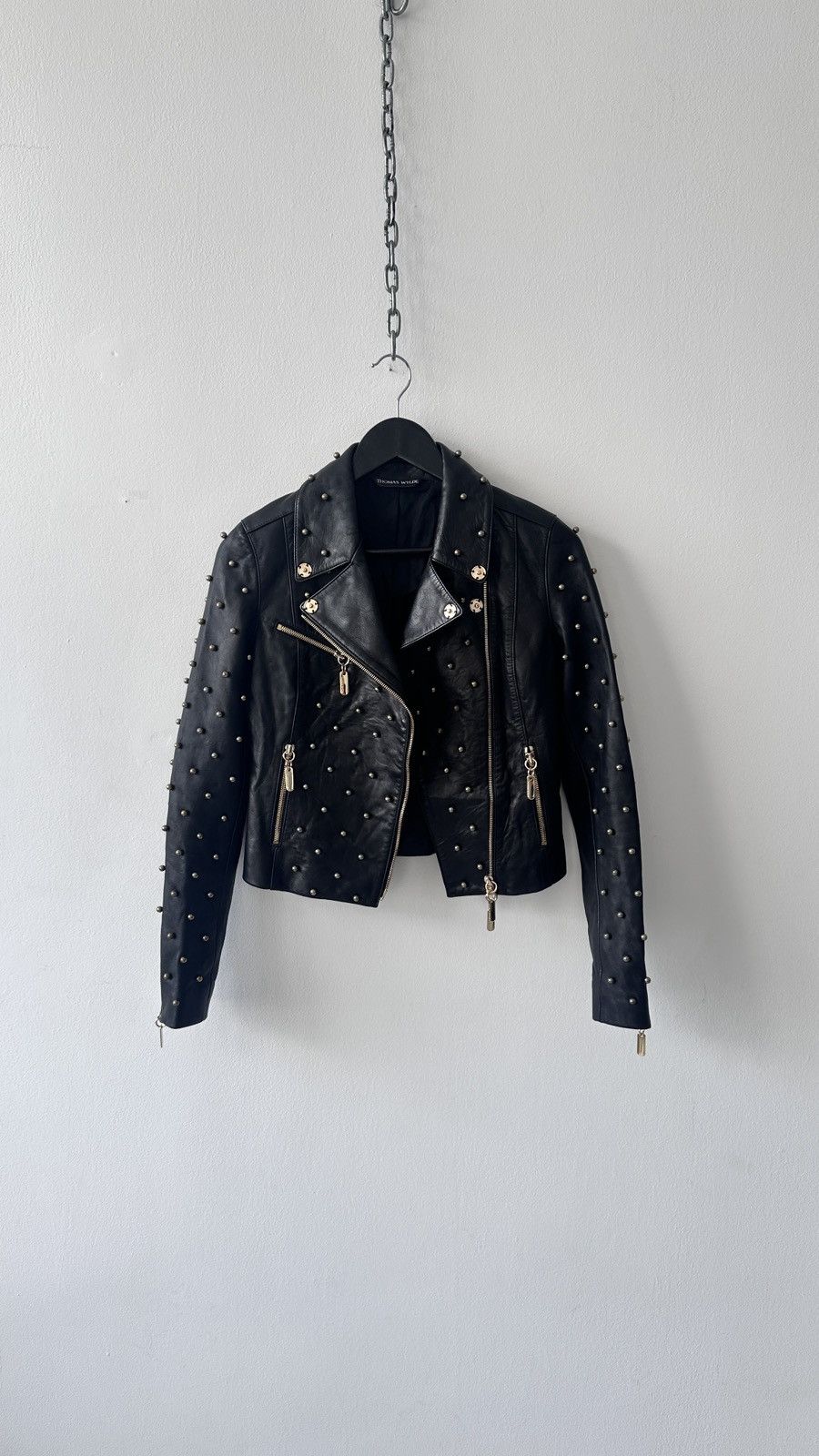 Thomas Wylde Thomas Wylde Studded Leather Biker Jacket Black Lambskin Size XS / US 0-2 / IT 36-38 - 2 Thumbnail