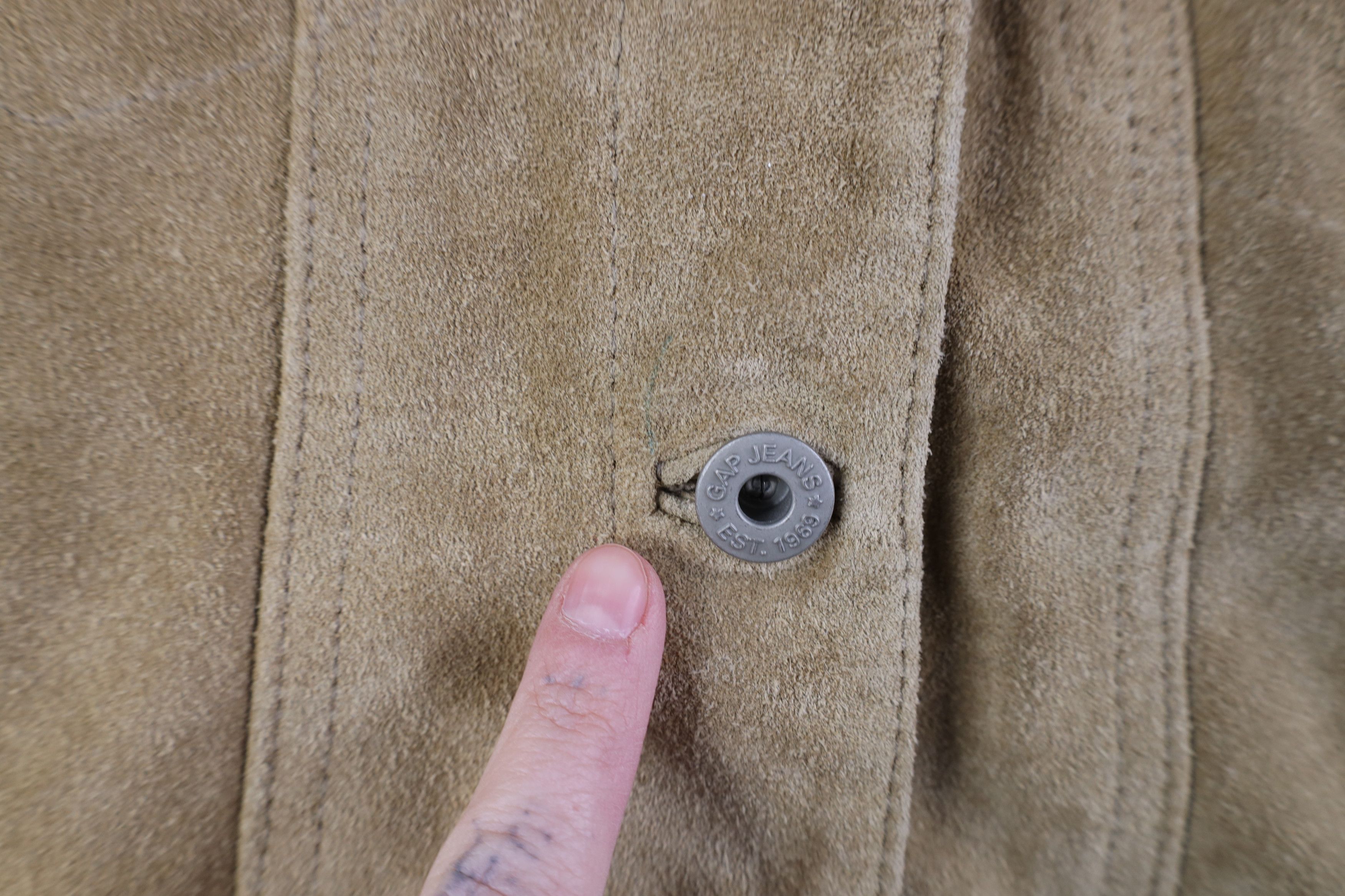 Gap Vintage 90s Y2K Gap Babydoll Leather Trucker Jacket Beige Size XS / US 0-2 / IT 36-38 - 11 Thumbnail