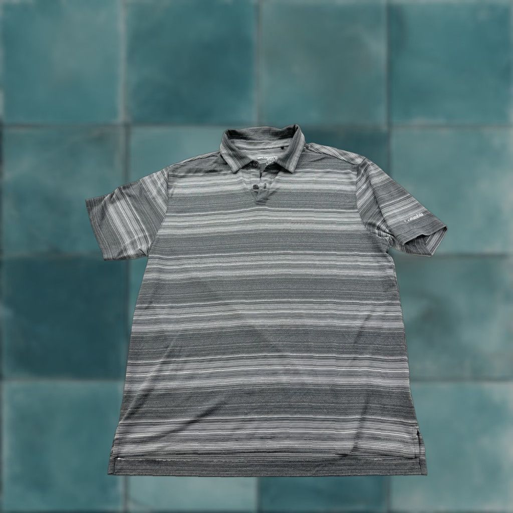 Vintage Columbia Shirt Mens L Gray Striped Golf Short Sleeve Polo Size US L / EU 52-54 / 3 - 1 Thumbnail