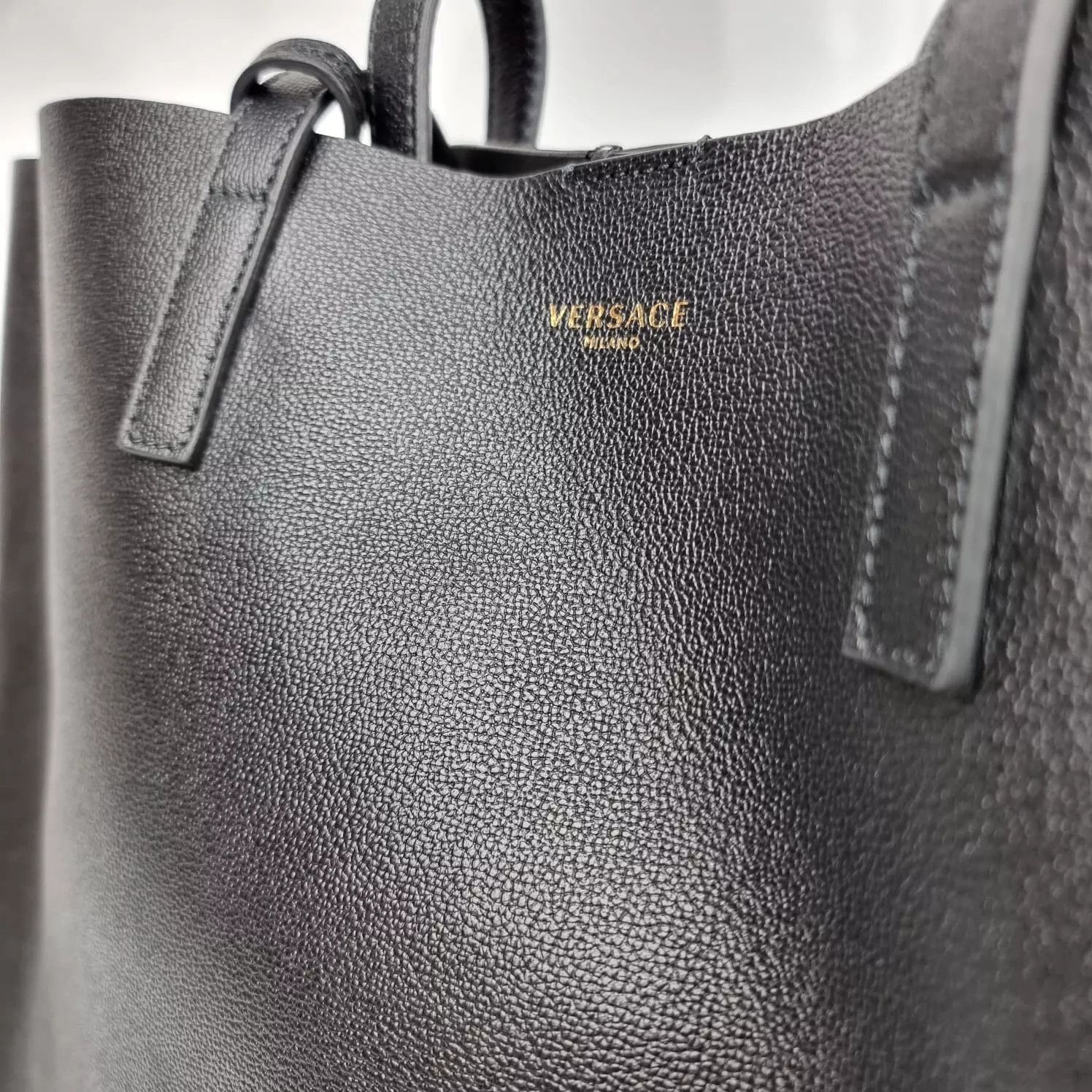 Versace Versace Black Leather Tote Bag New Size ONE SIZE - 7 Thumbnail