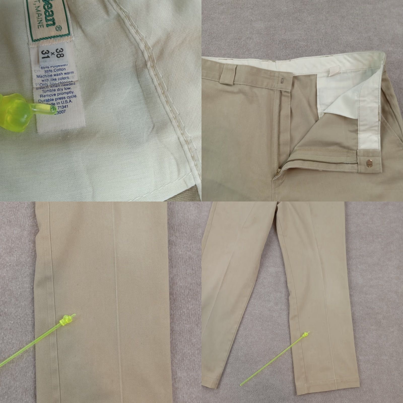 Vintage L.L. Bean Mens 38x31 Beige Chino Pants Straight Leg Casual Cotton Polyester Size US 38 / EU 54 - 8 Thumbnail