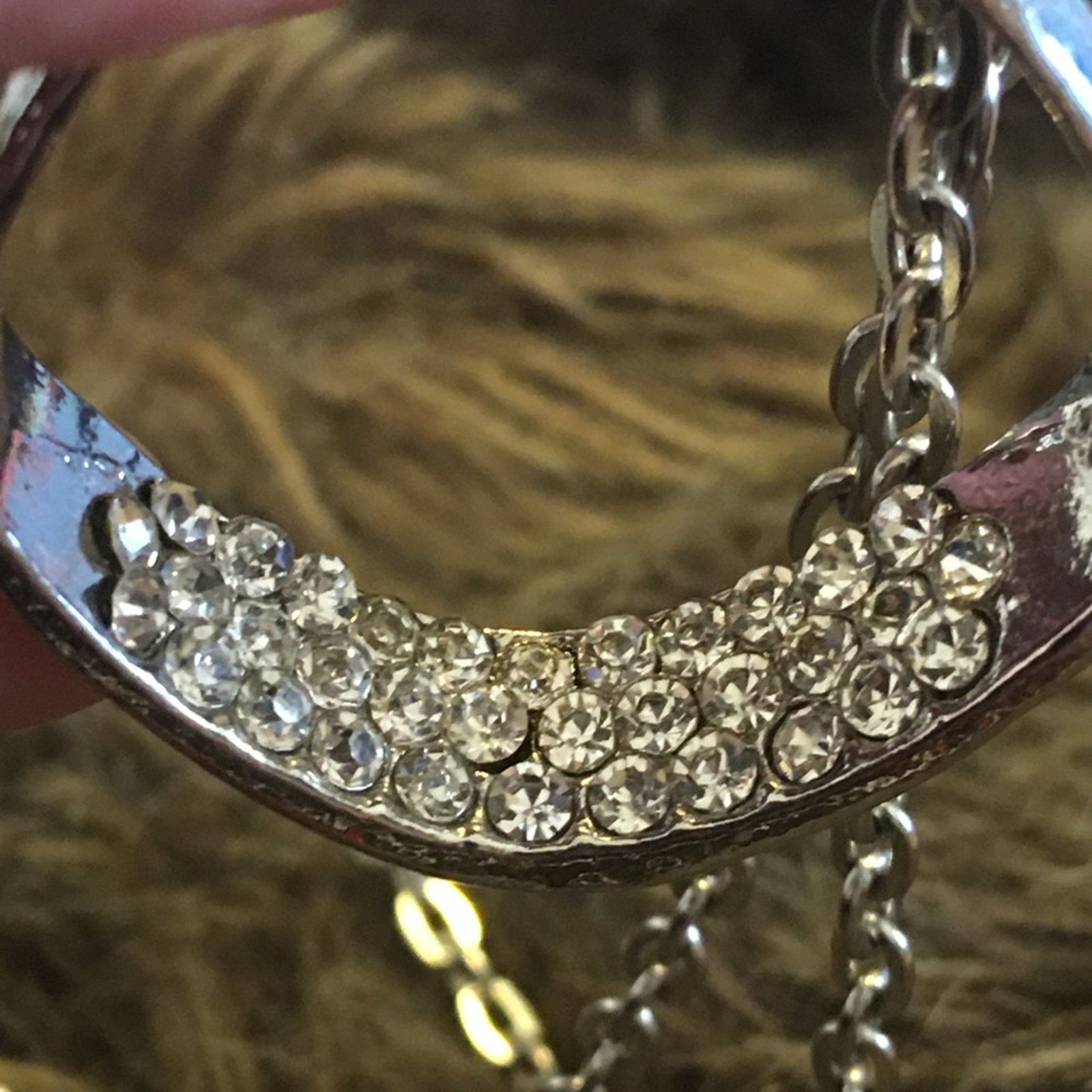 Jewelry Silver rhinestone shadow box pendant on chain Size ONE SIZE - 7 Thumbnail