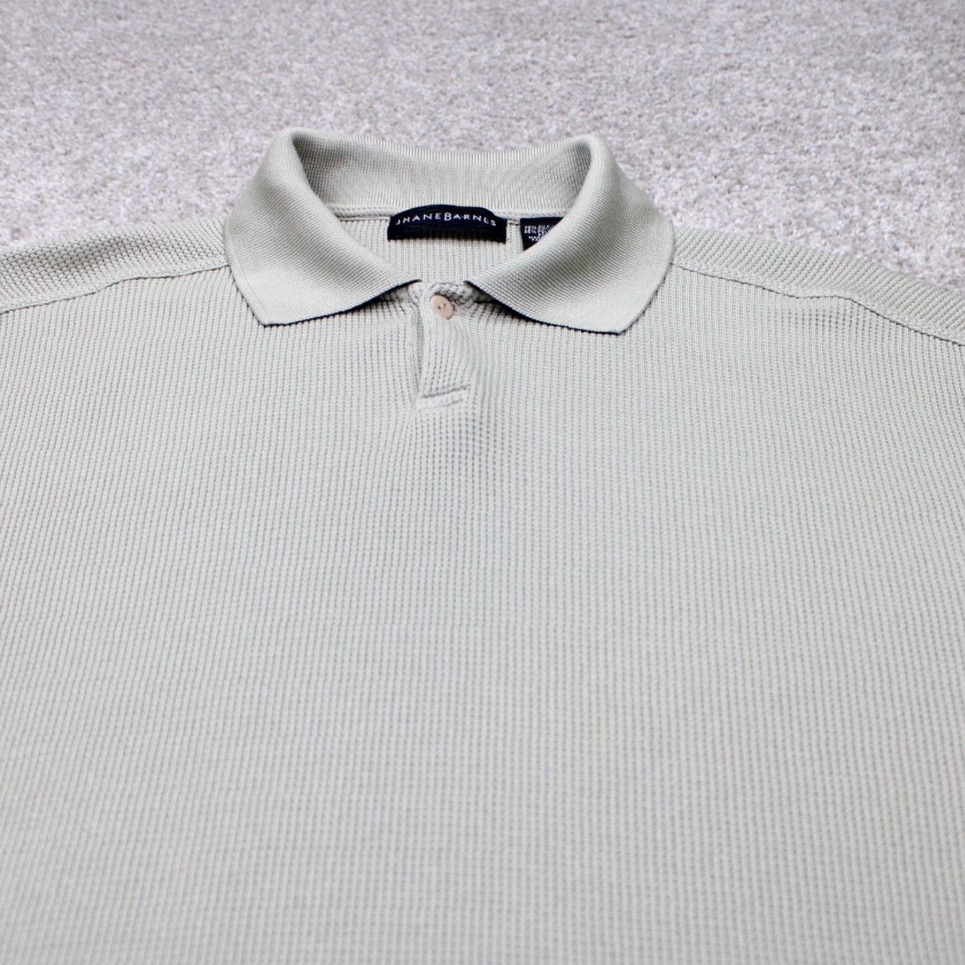 Vintage Jhane Barnes Polo Shirt Mens Medium Beige Silk/Polyester Textured S/S Pullover Size US M / EU 48-50 / 2 - 4 Thumbnail