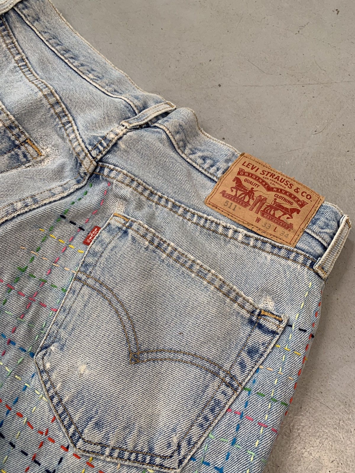 Levi's upcycled levis shashiko hand stitch baggy fit denim Size US 34 / EU 50 - 9 Thumbnail