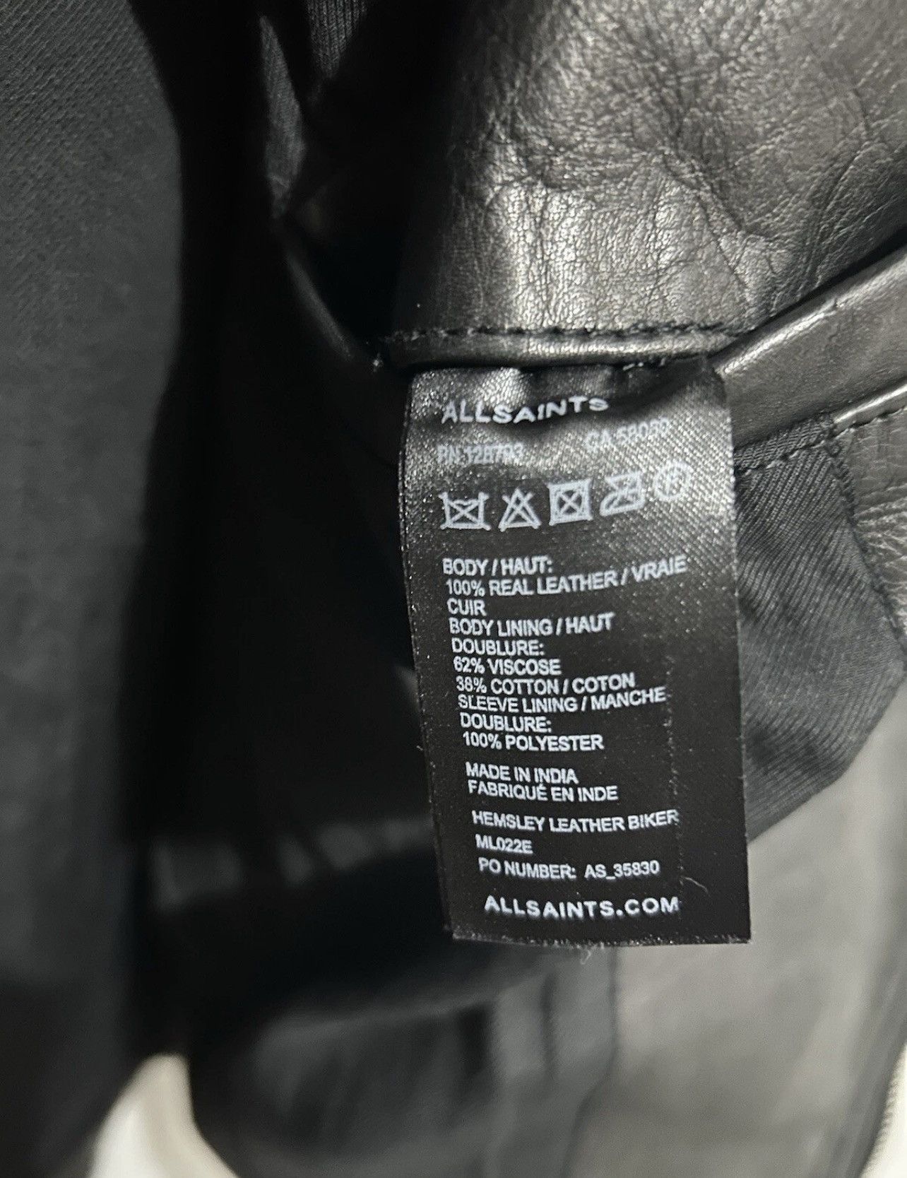 Allsaints Mens All Saints Hemsley Leather Biker Motorcycle cafe racer Size US M / EU 48-50 / 2 - 10 Thumbnail