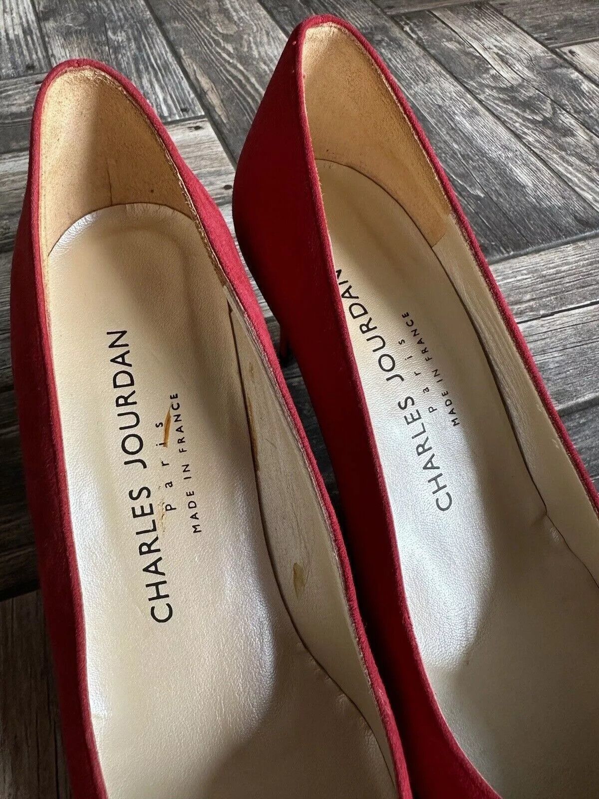 Charles Jourdan Vintage Charles Jourdan Paris Red Heels Suede Leather Shoes Size US 8 / IT 38 - 9 Thumbnail