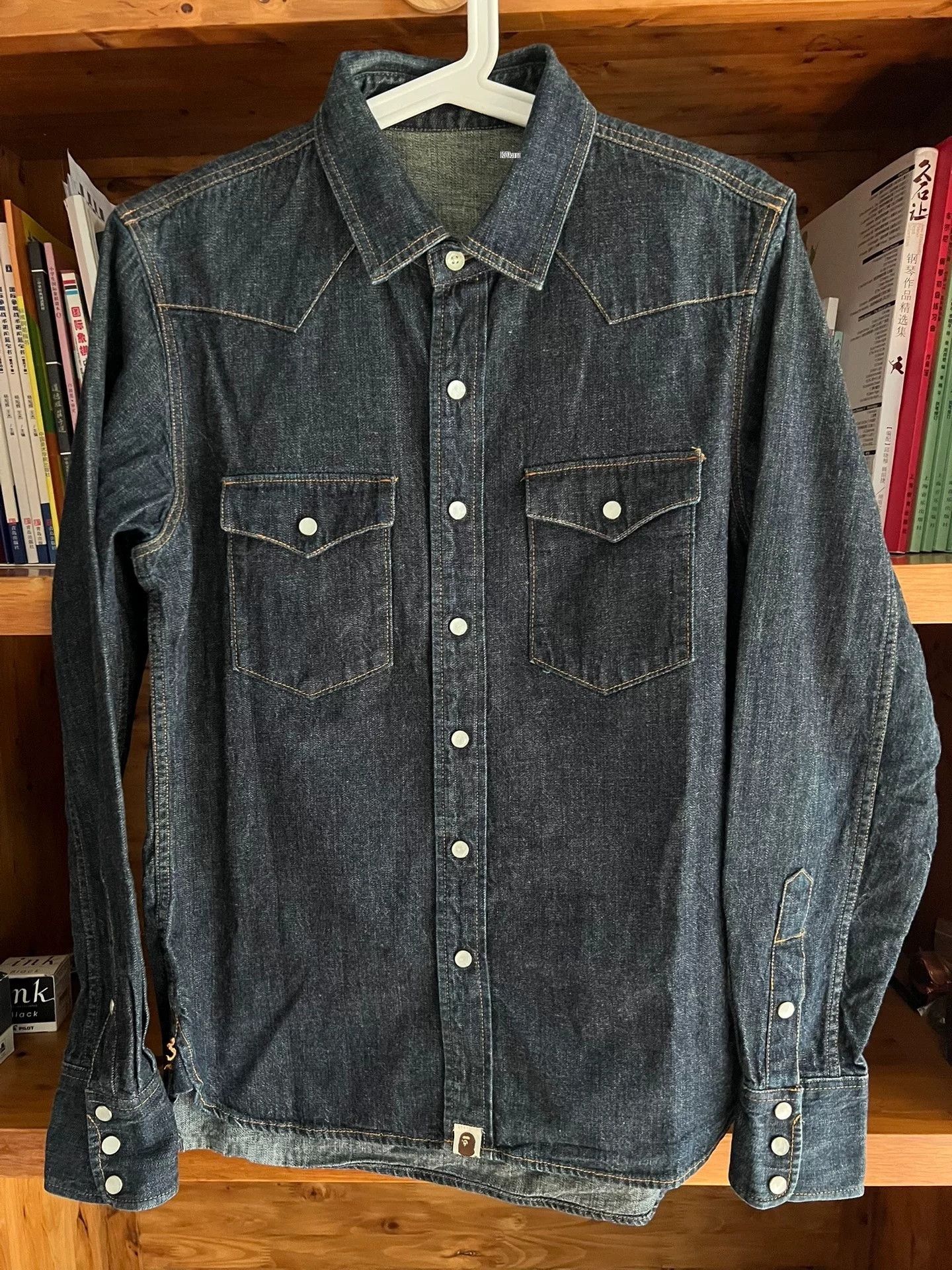 Bape BAPE Ape Head Embroidered Denim Shirt Size US S / EU 44-46 / 1 - 1 Thumbnail
