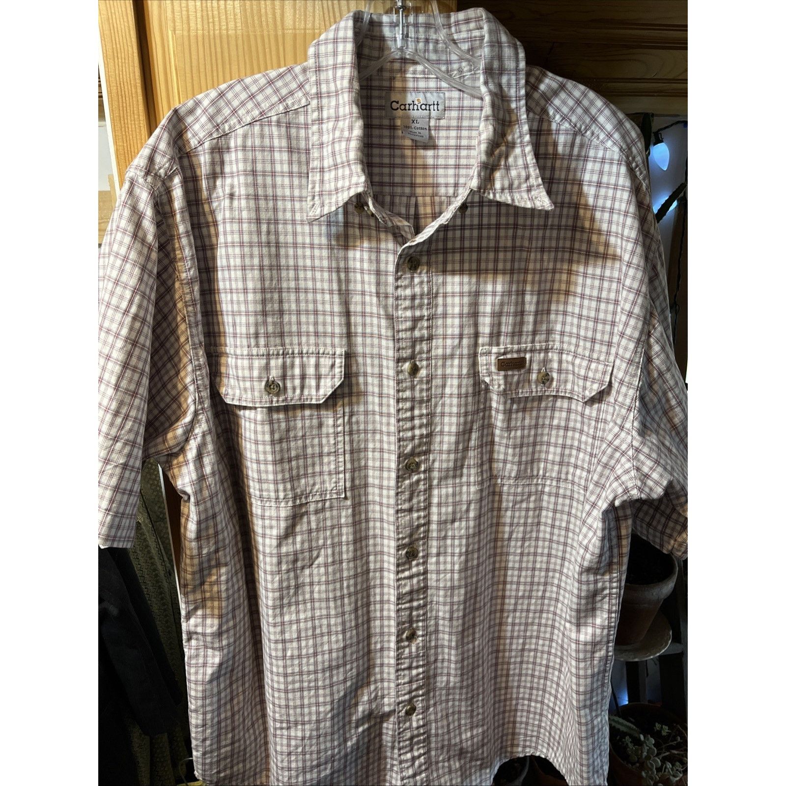 Carhartt Carhartt Shirt Men’s XL White Checkered Plaid SS Button Up Size US XL / EU 56 / 4 - 7 Thumbnail