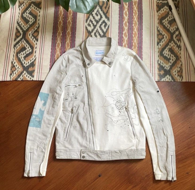 image of Numbernine X C2H4 Leather Jacket in White, Men's (Size Small)
