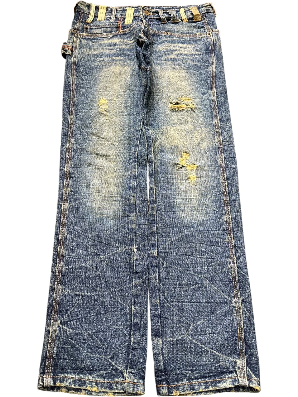 Marithe + Francois Girbaud Vintage Japanese Brand Rusty Wash Distressed Jeans Size 31" - 1 Thumbnail