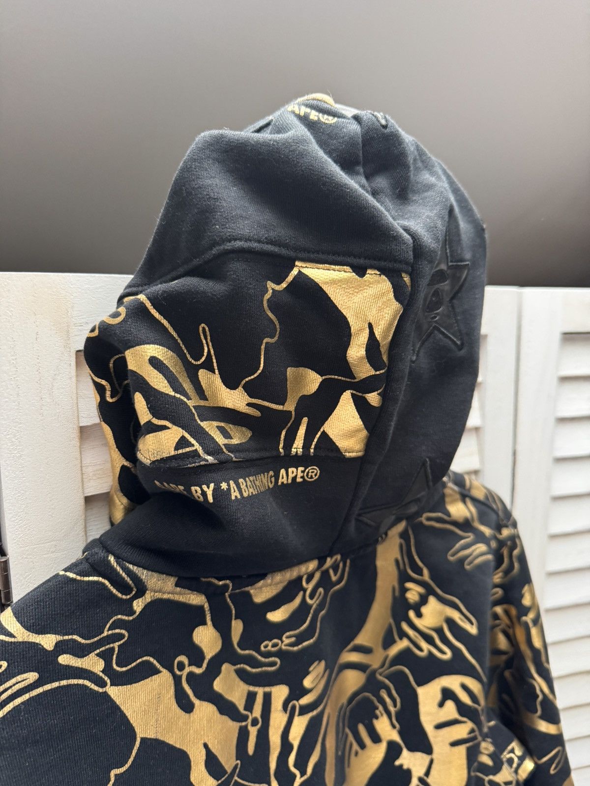 Men’s Casual AAPE Hoodie Black Gold
