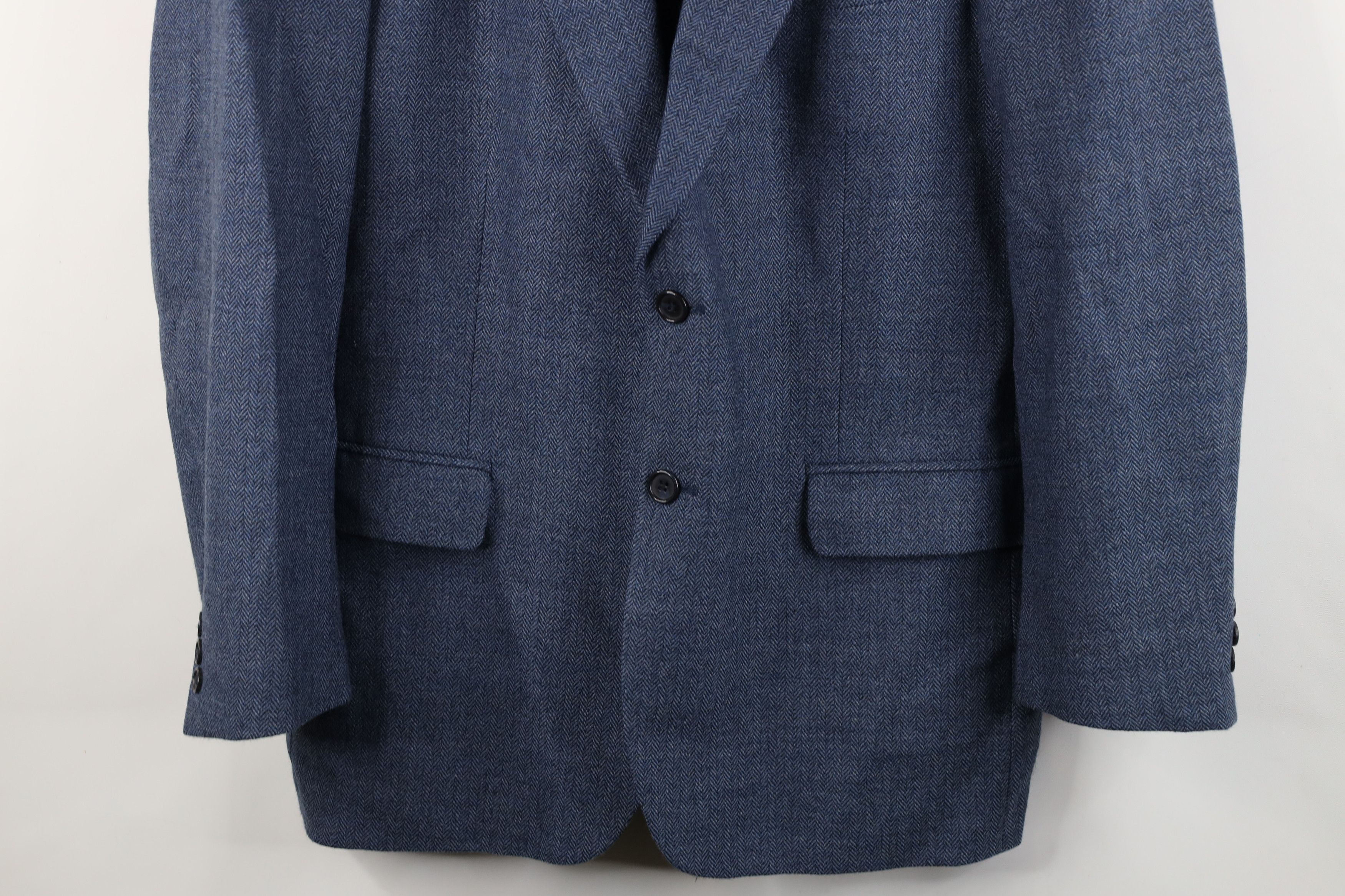Vintage Vintage 90s Y2K Herringbone Suit Coat Blazer Jacket Blue Size US XXL / EU 58 / 5 - 3 Thumbnail