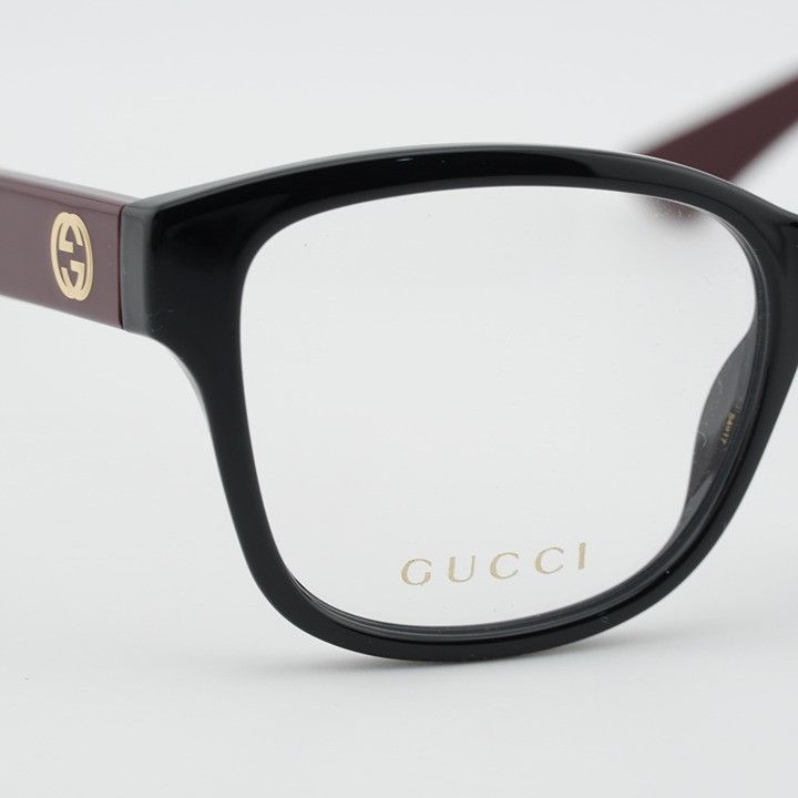 Gucci Gucci GG1340O 009 Eyeglasses Shiny Black/Red 54mm Square Size ONE SIZE - 6 Thumbnail