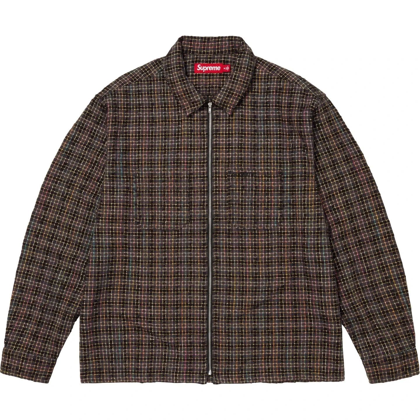 Supreme Supreme Boucle Zip Up Shirt Black FW24 Size Large Flannel