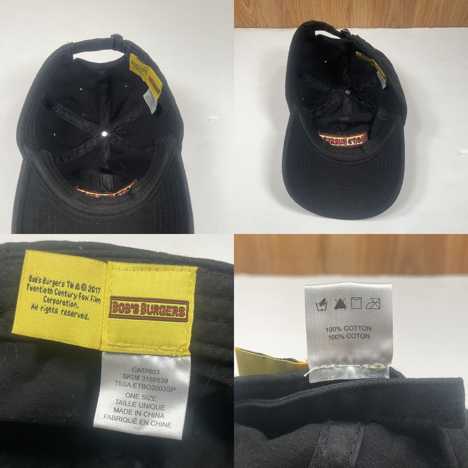 Vintage Bob’s Burgers Adult Adjustable StrapBack Baseball HatCap Black One Size Fits All Cap, Embroidered, Cotton, Men, Baseball Cap Size ONE SIZE - 8 Thumbnail