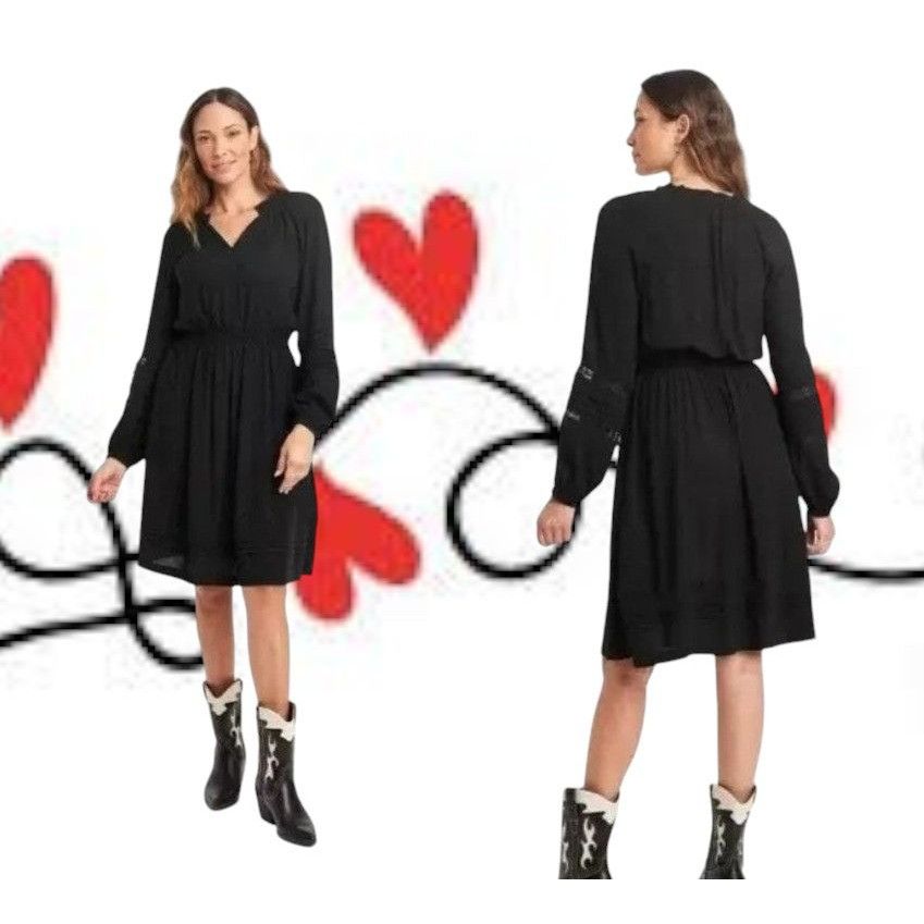 Other Knox Rose Black Dress XL Tiered Layered Long Sleeves Stretch Size XL / US 12-14 / IT 48-50 - 1 Thumbnail