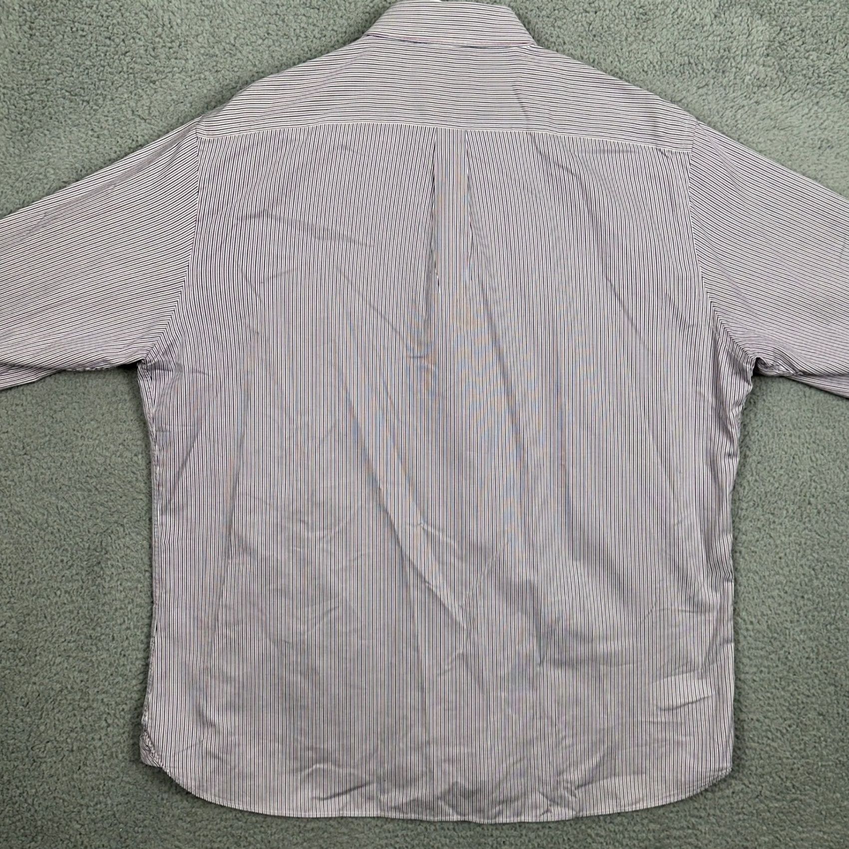 Hart Schaffner Marx Hart Schaffner Marx Mens Shirt Button Down Long Sleeve Striped Cotton 2XL Purple Navy Wrinkle Resistant Pockets Casual Workwear Business Mens Size US XXL / EU 58 / 5 - 3 Thumbnail