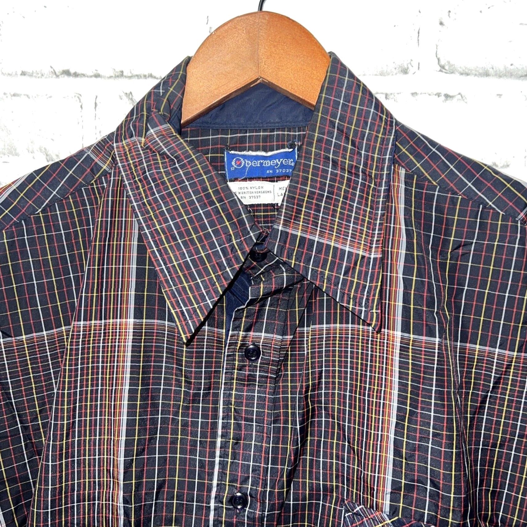 Obermeyer VINTAGE Obermeyer Men's Plaid Nylon Button-Up Shirt Long Sleeve Size L Purple Size US L / EU 52-54 / 3 - 2 Thumbnail