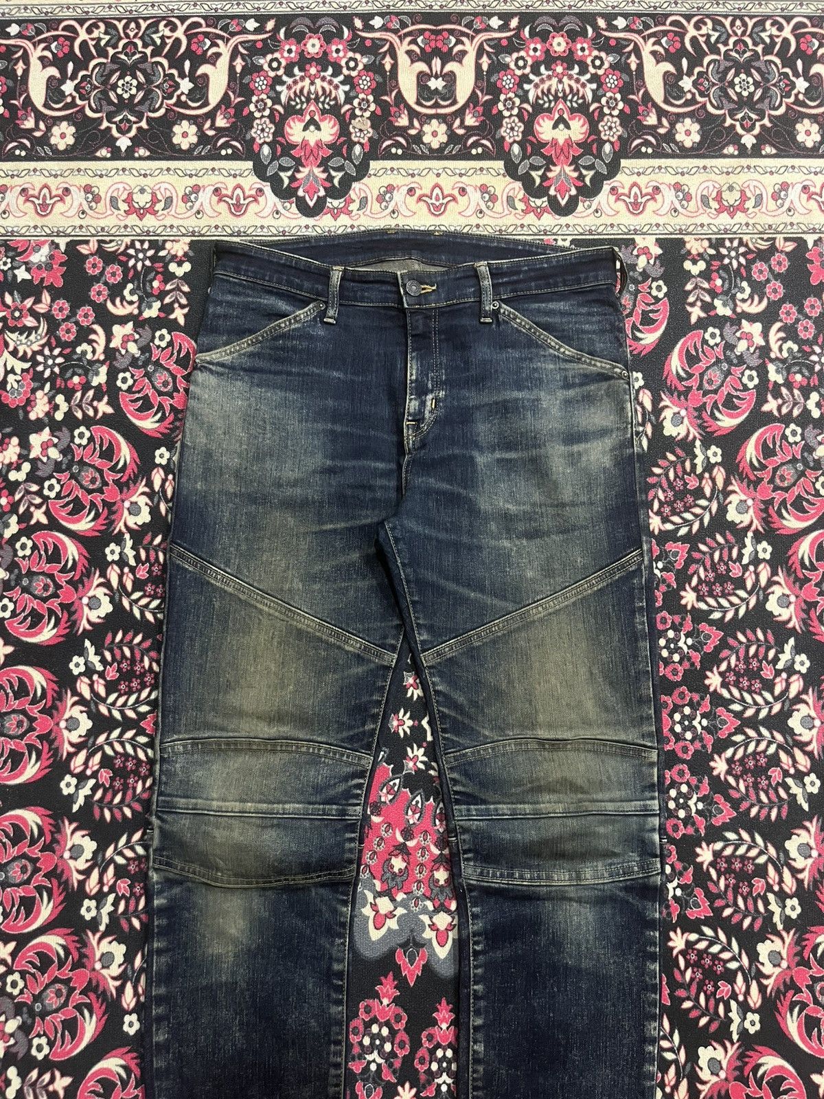 Balmain Vintage Japanese Brand Edwin Pure Dark Blue Wash Biker Jeans Size US 32 / EU 48 - 3 Thumbnail