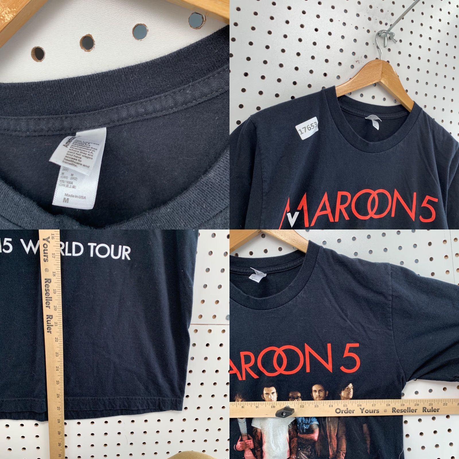 American Apparel VINTAGE Maroon 5 2015 World Tour Shirt Black Adult M 19X28 Short Sleeve Band TEE Music Mens Size US M / EU 48-50 / 2 - 8 Thumbnail