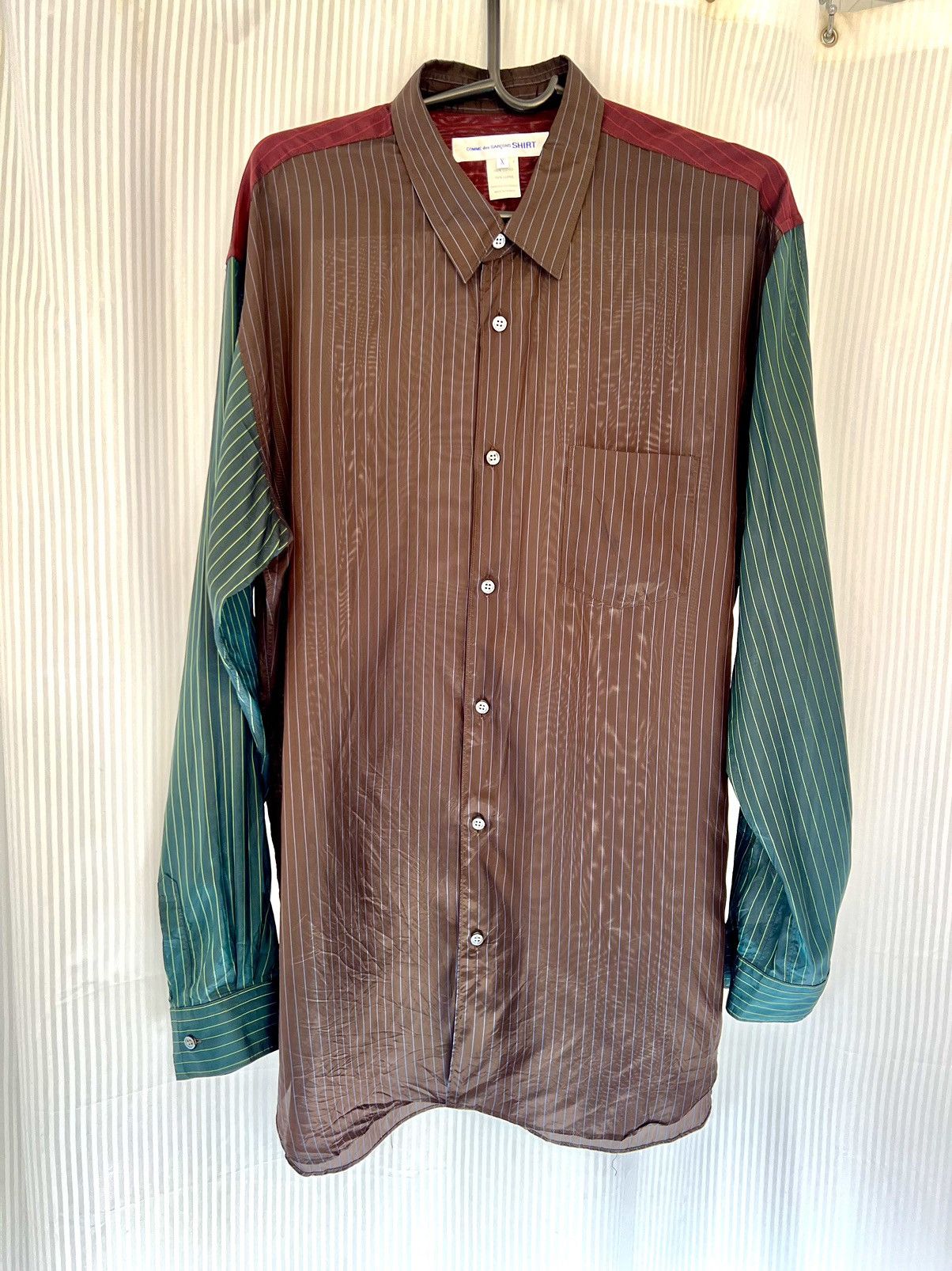 image of Comme Des Garcons Men’S Button Down Sheer in Brown, Men's (Size Large)