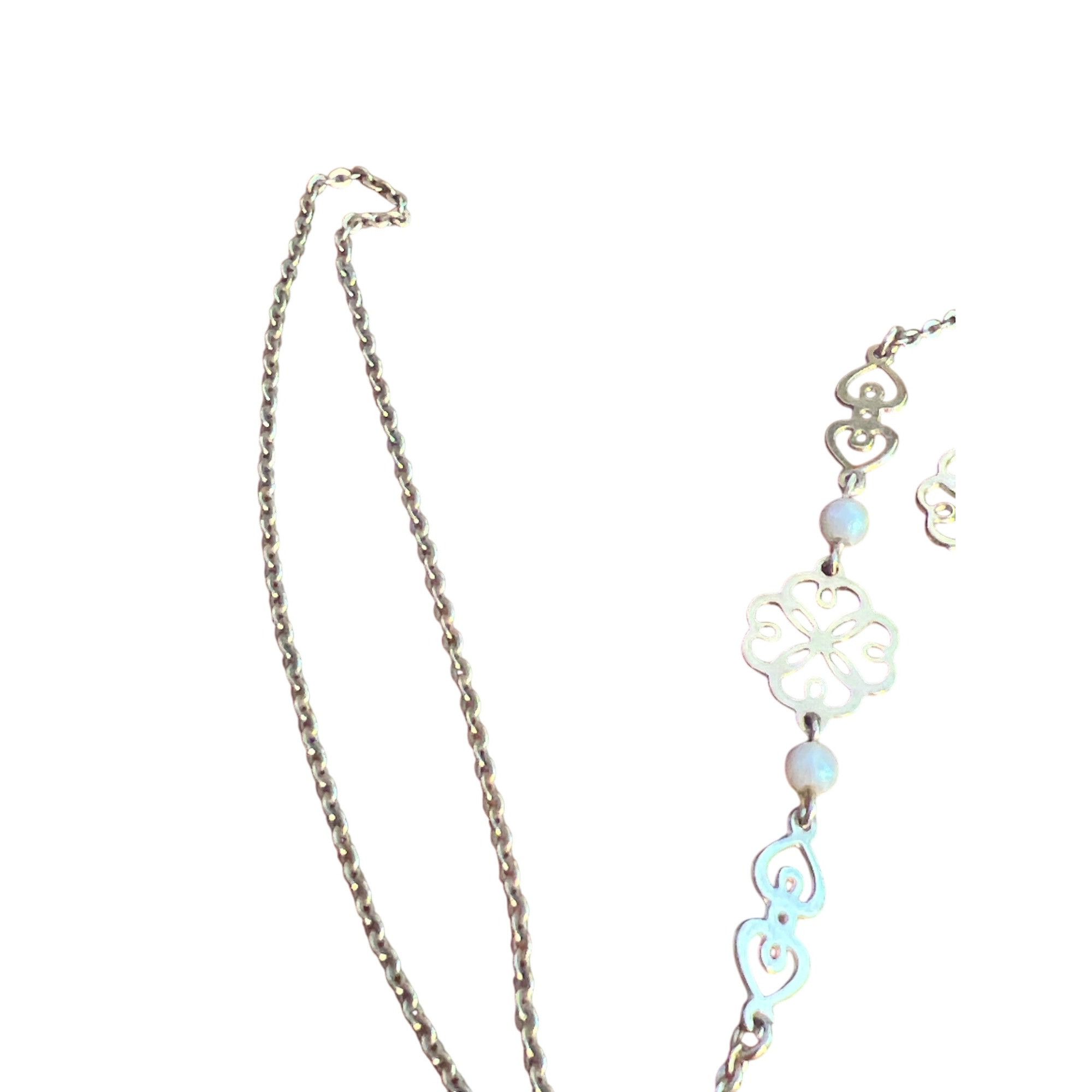 Other Vintage Gold Tone Necklace Faux Pearl Accents Open Filigree Size ONE SIZE - 4 Thumbnail