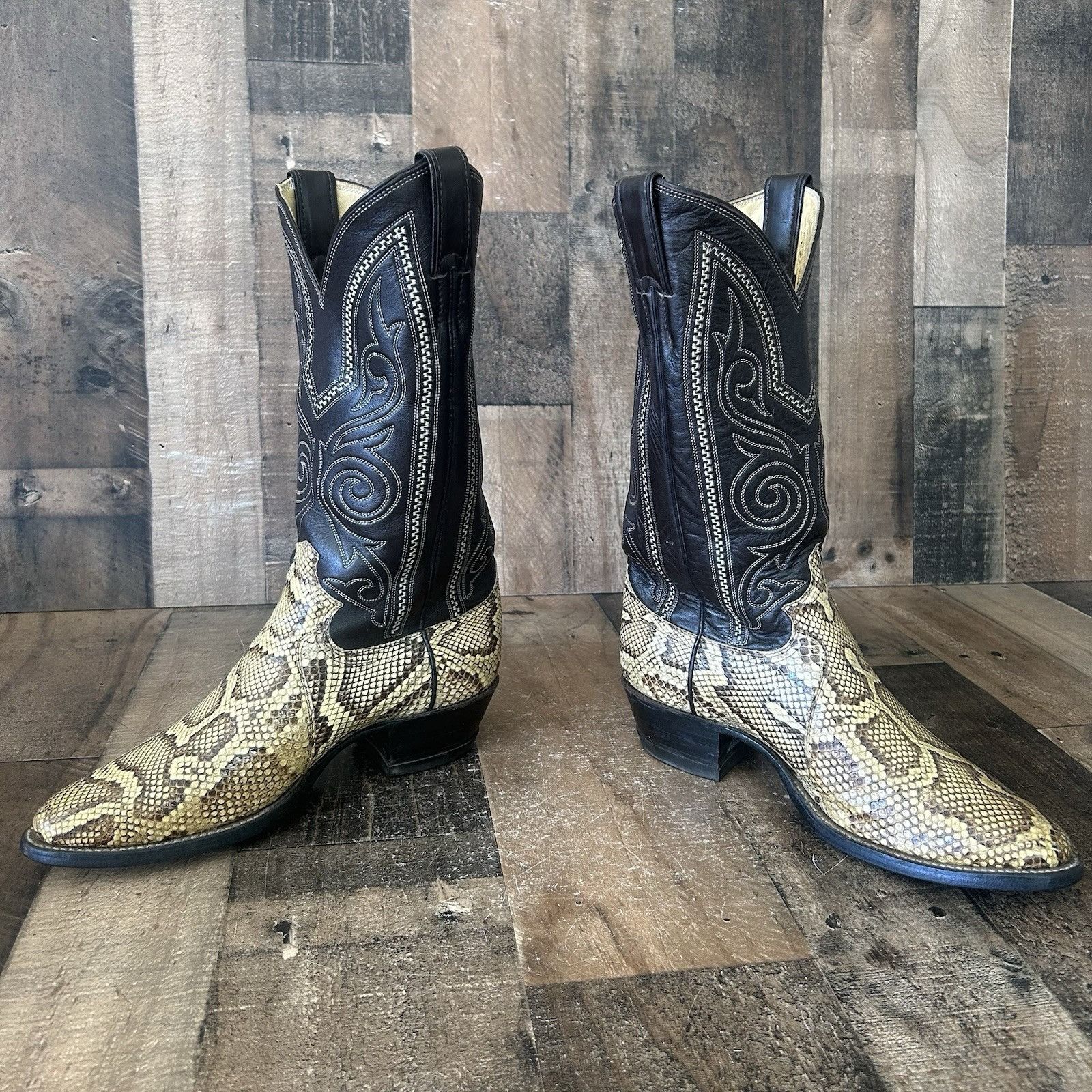 Justin Boots Justin Vintage Snakeskin Round Toe Cowboy Boots Mens 7.5 D Size US 7.5 / EU 40-41 - 10 Thumbnail