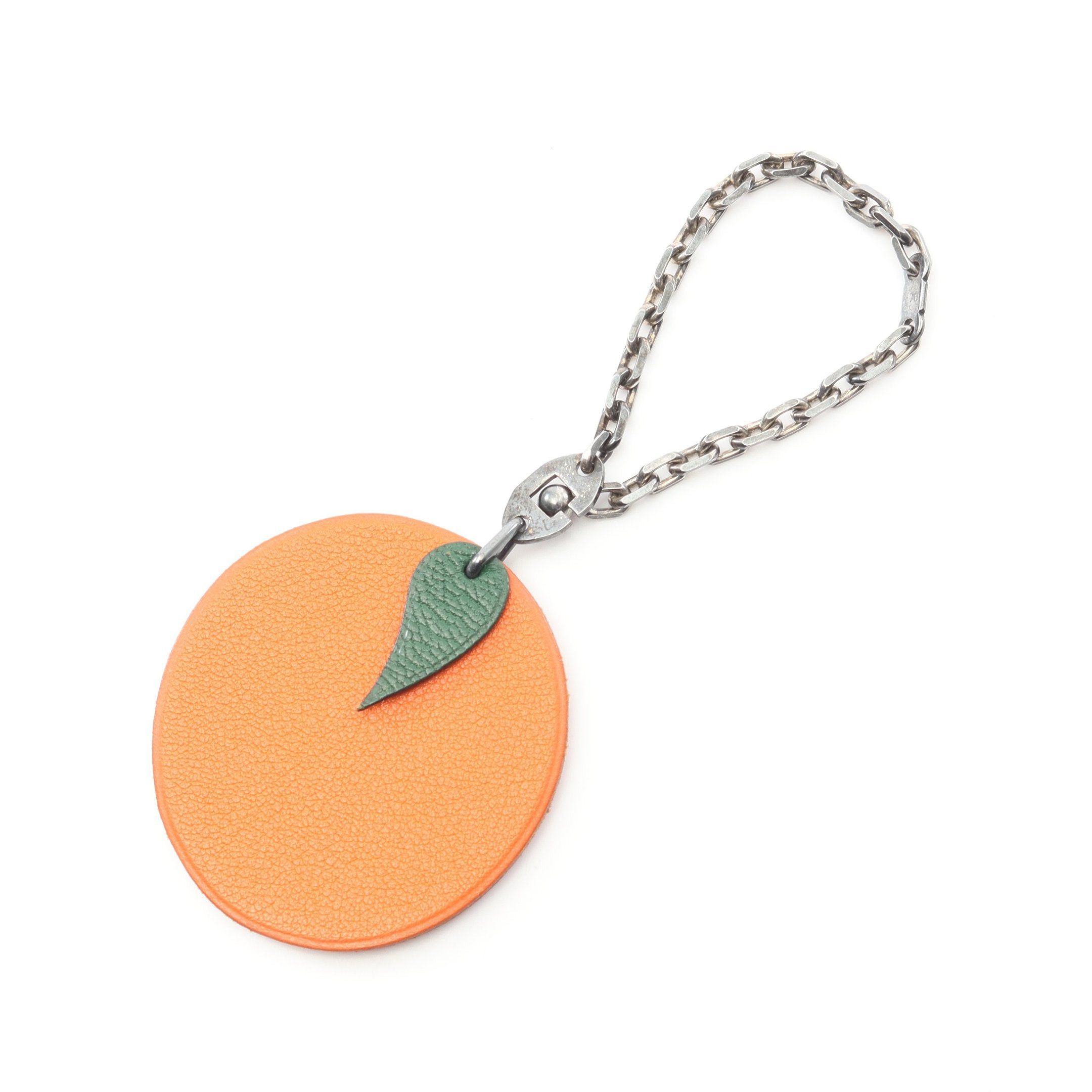 Hermes Hermes Orange Bag Charm Key Ring Leather Sv925 Size ONE SIZE - 1 Thumbnail