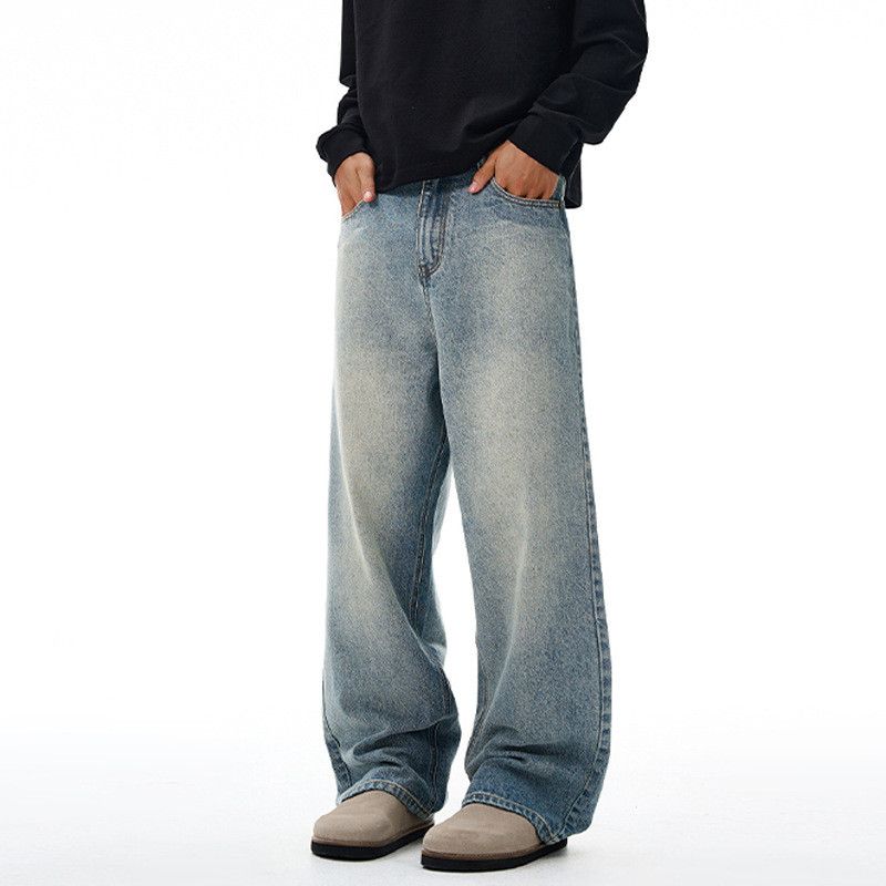 Japanese Brand High-street retro men's loose straight leg washed jeans Size US 32 / EU 48 - 2 Thumbnail
