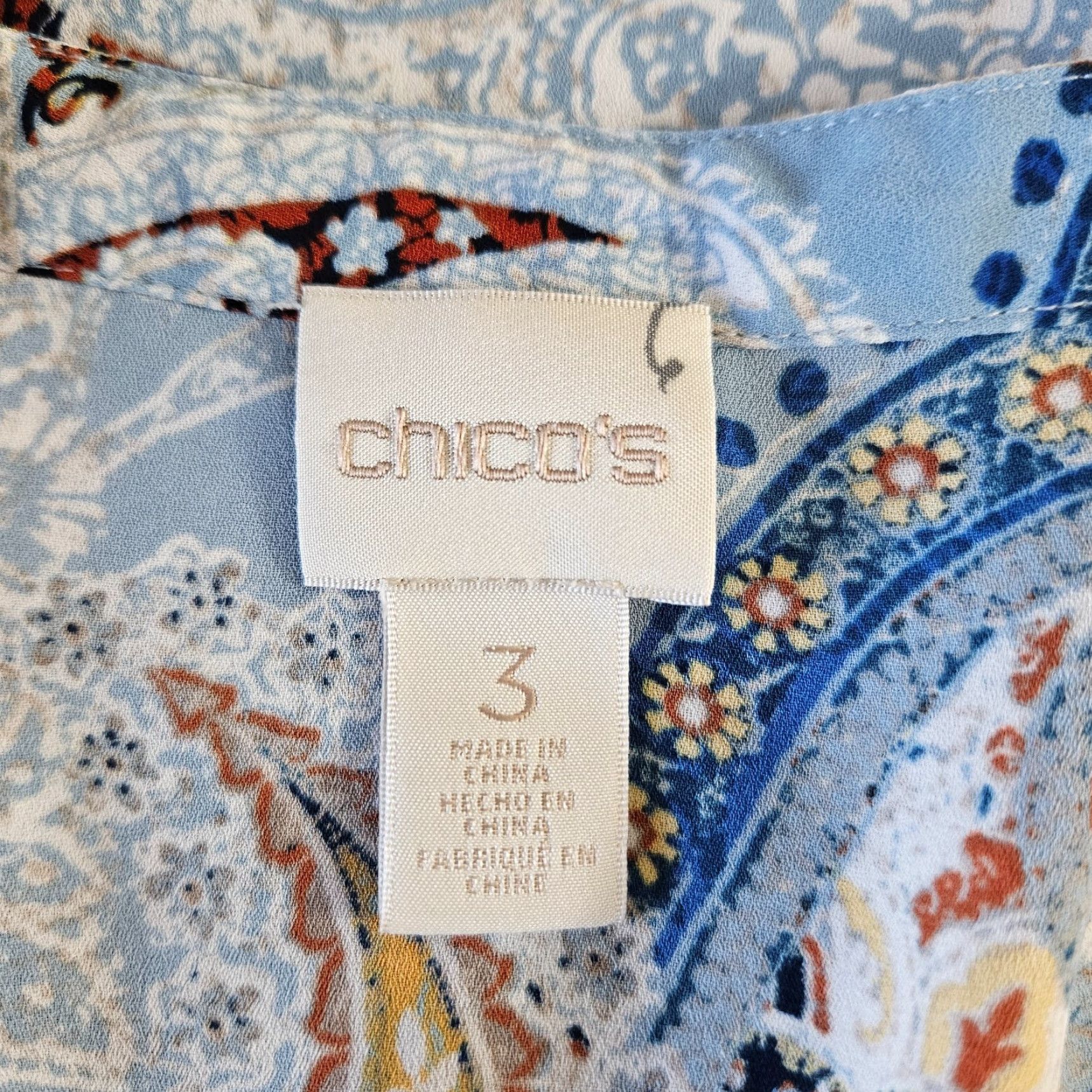 Vintage Chico's Blouse Tunic Long Sleeve XL Blue Paisley Womens Shirt Adult XL Size XL / US 12-14 / IT 48-50 - 5 Thumbnail