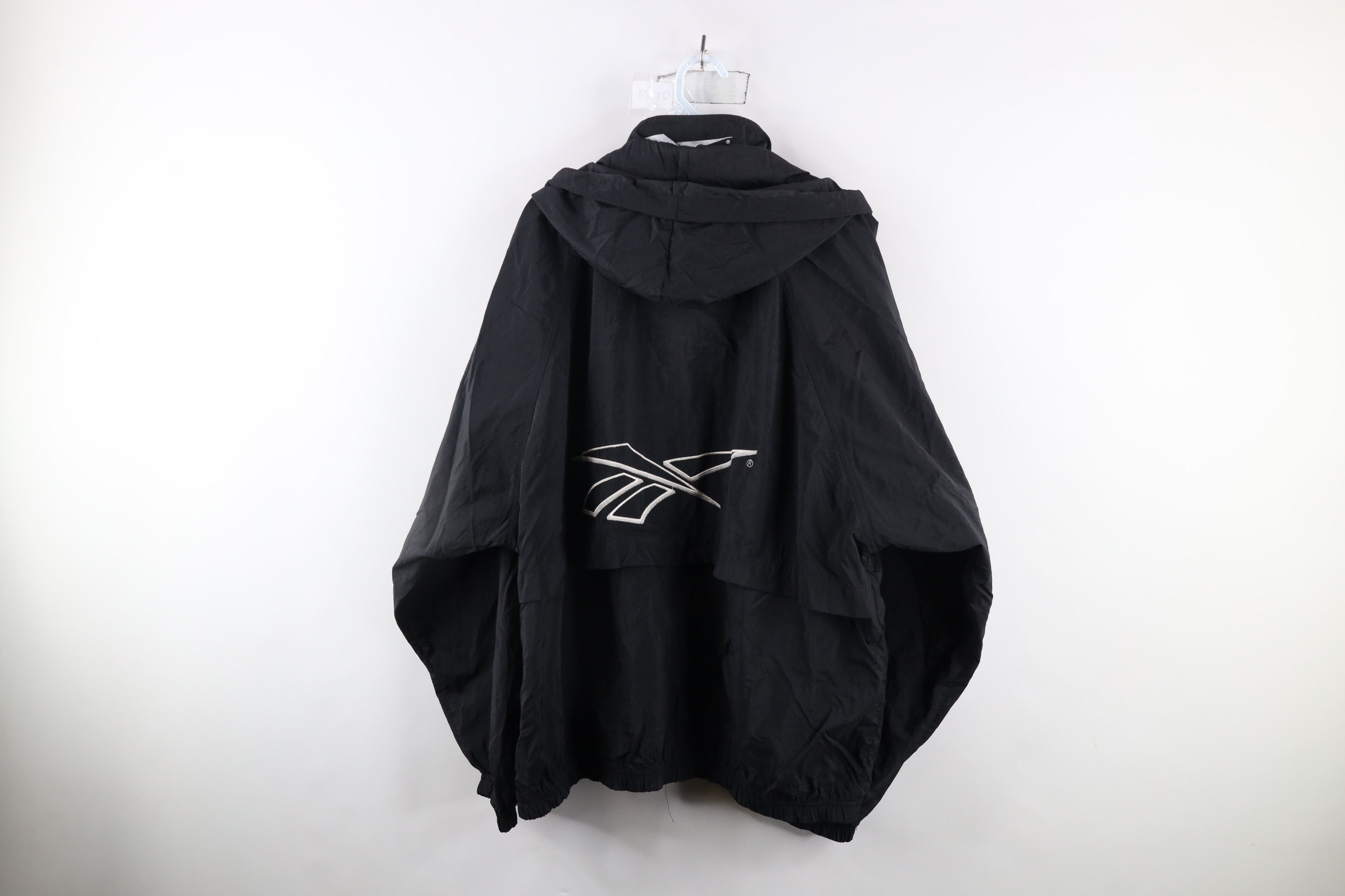 Reebok × Vintage Vintage 90s Reebok Spell Out Hooded Windbreaker Jacket Black Size US L / EU 52-54 / 3 - 13 Thumbnail