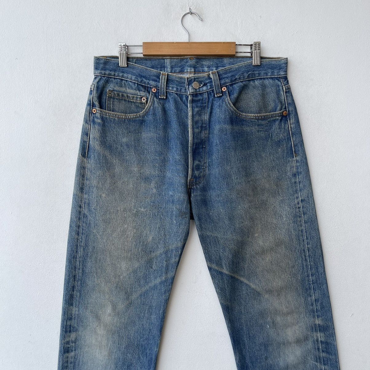 Levi's Vintage 80s Levi's 501 Heavy Vintage Wash Denim Jeans Size US 34 / EU 50 - 3 Thumbnail