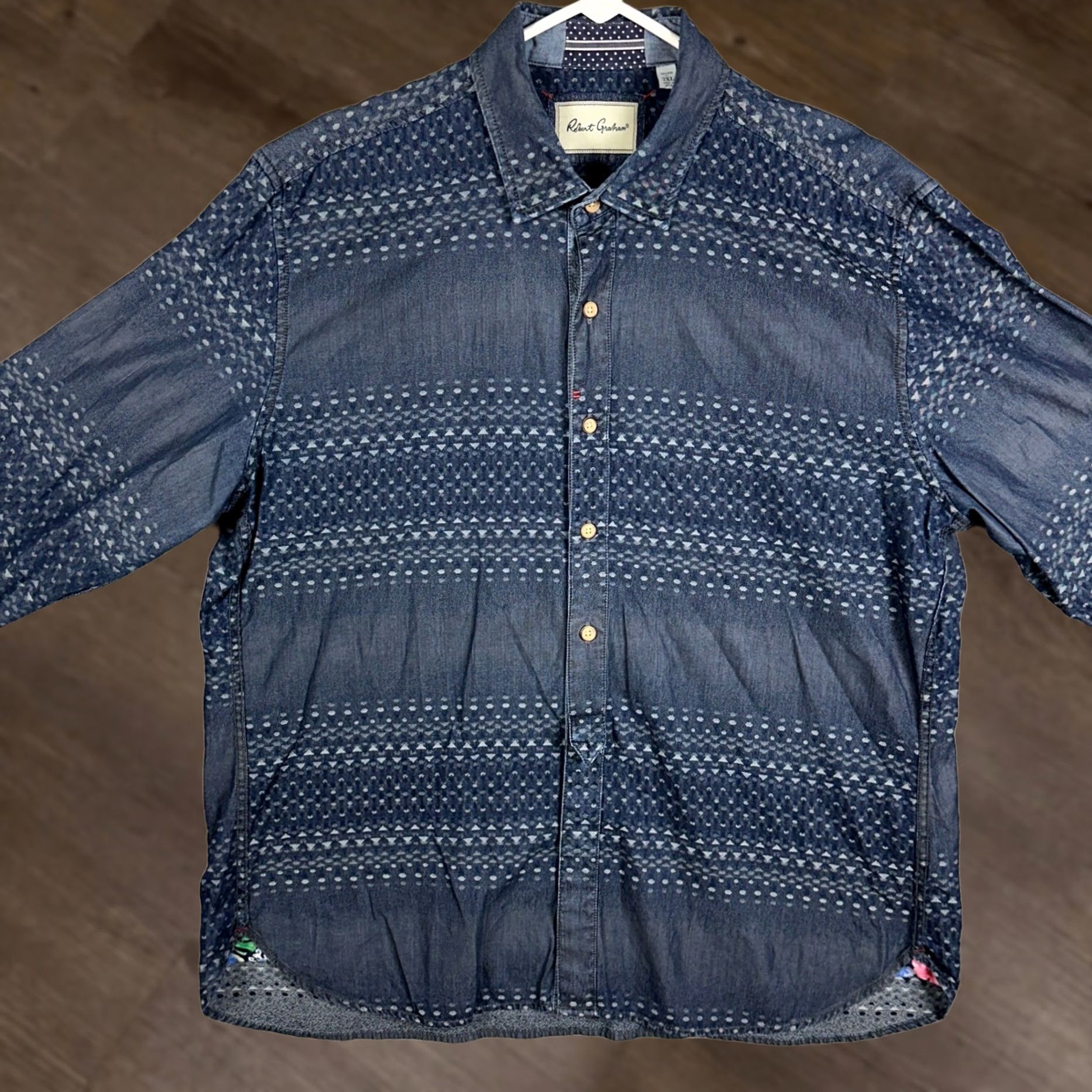 Robert Graham Robert Graham Shirt Mens 2XL Navy Blue Button Up Geometric Long Sleeve Casual Size US XXL / EU 58 / 5 - 1 Thumbnail