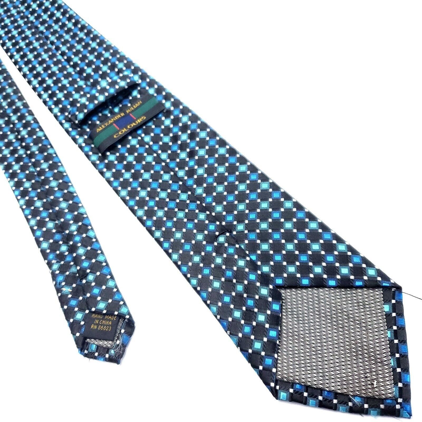 Alexander Julian Alexander Julian Colours Silk Tie Woven Black Teal Geometric Size ONE SIZE - 3 Thumbnail