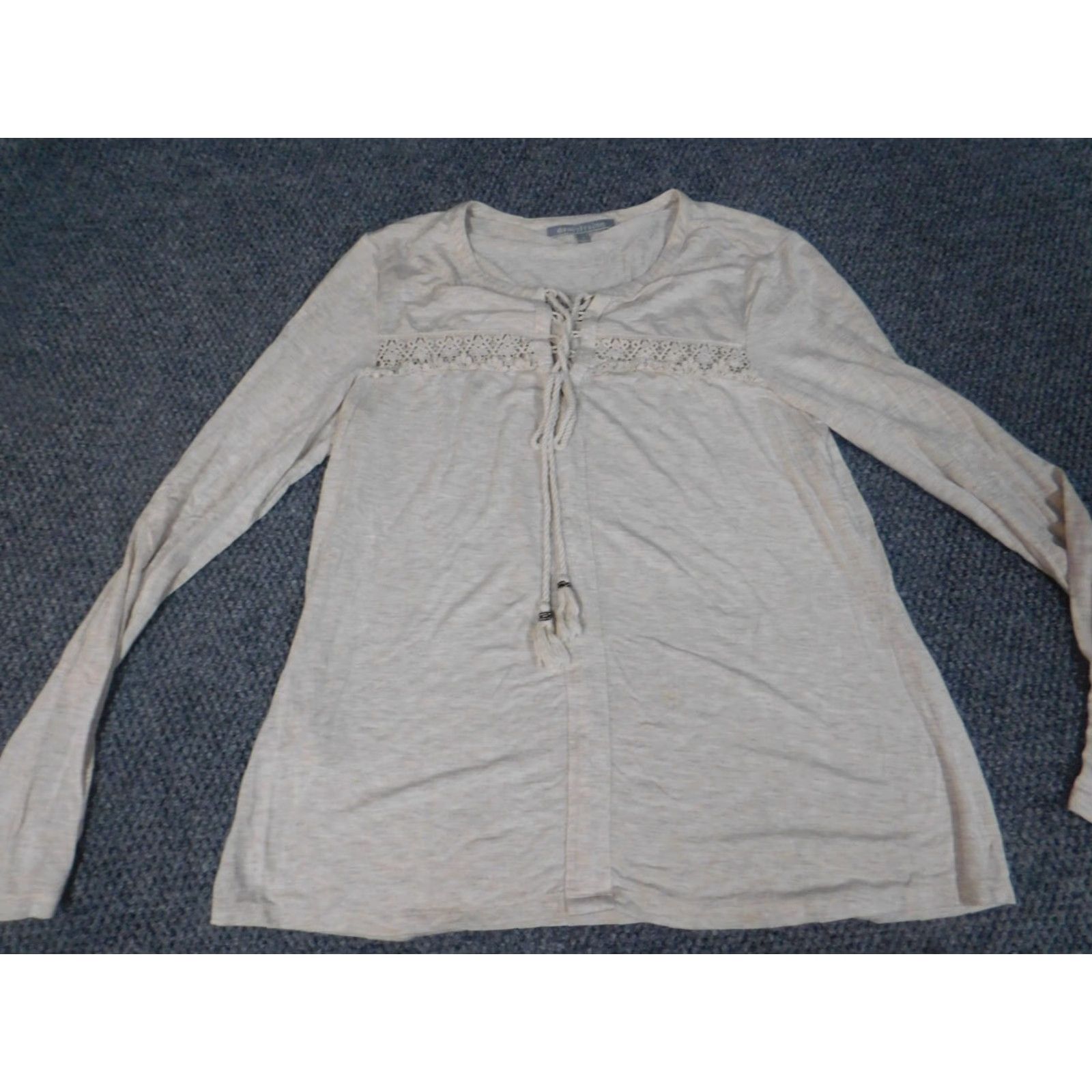 Vintage Daniel Rainn Blouse M Women Beige Round Neck Pullover Stretch Regular Solid Long Sleeve Casual Sleeve Rayon Down Vintage No Size M / US 6-8 / IT 42-44 - 3 Thumbnail